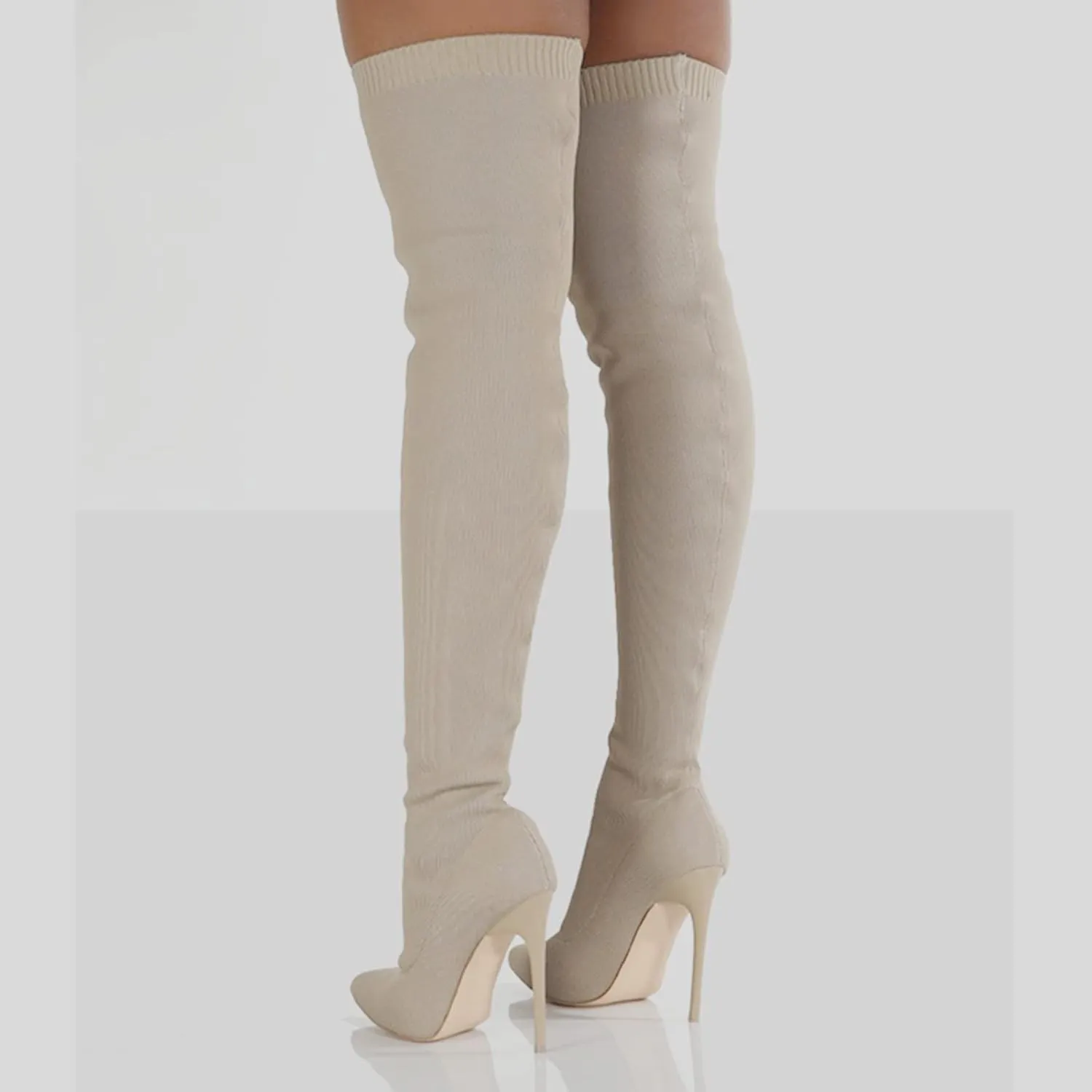 UOQAPRE Women's Over The Knee Thigh High Heel Boots,Pointed -Toe Side Comfy Long Boots Platform High Heel Booties for Women