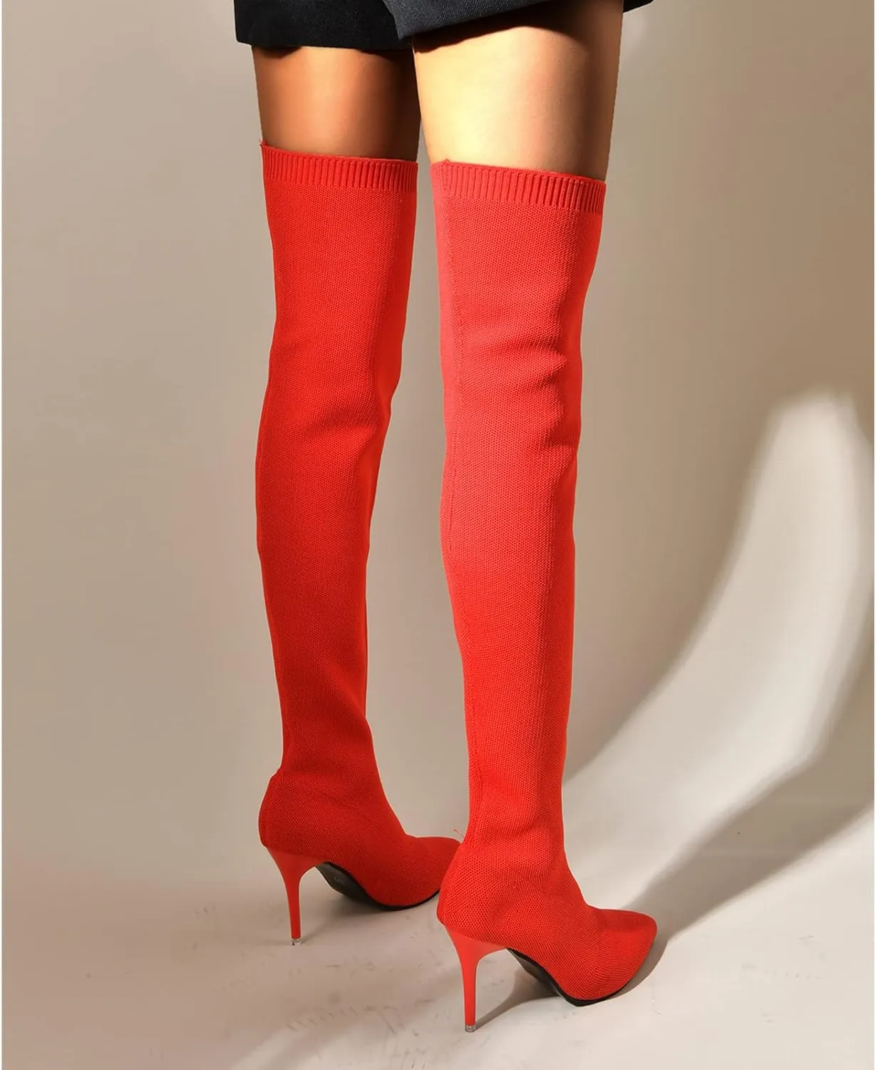 UOQAPRE Women's Over The Knee Thigh High Heel Boots,Pointed -Toe Side Comfy Long Boots Platform High Heel Booties for Women