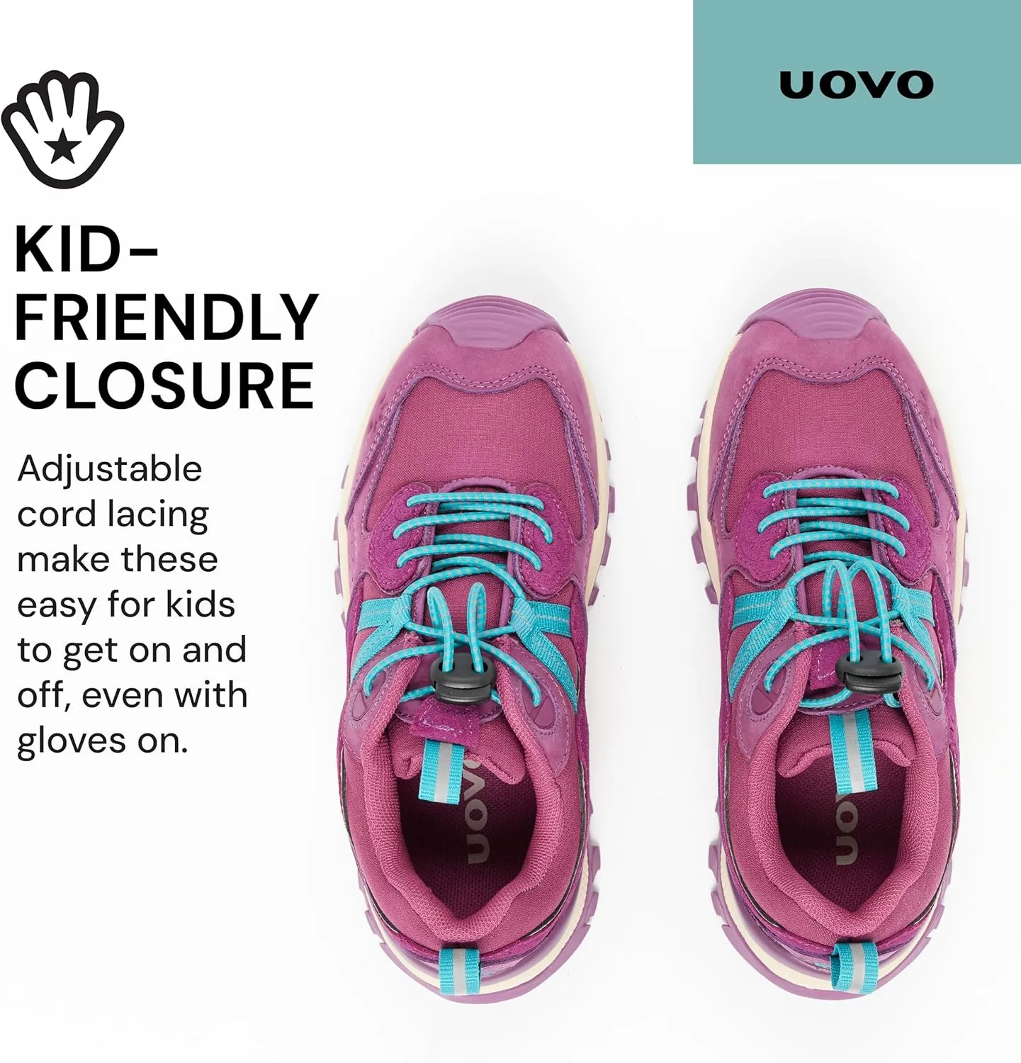 UOVO Kids Waterproof Hiking Shoes – Non-Slip Outdoor Trail Sneakers for Boys & Girls, Lightweight Breathable Trekking Boots