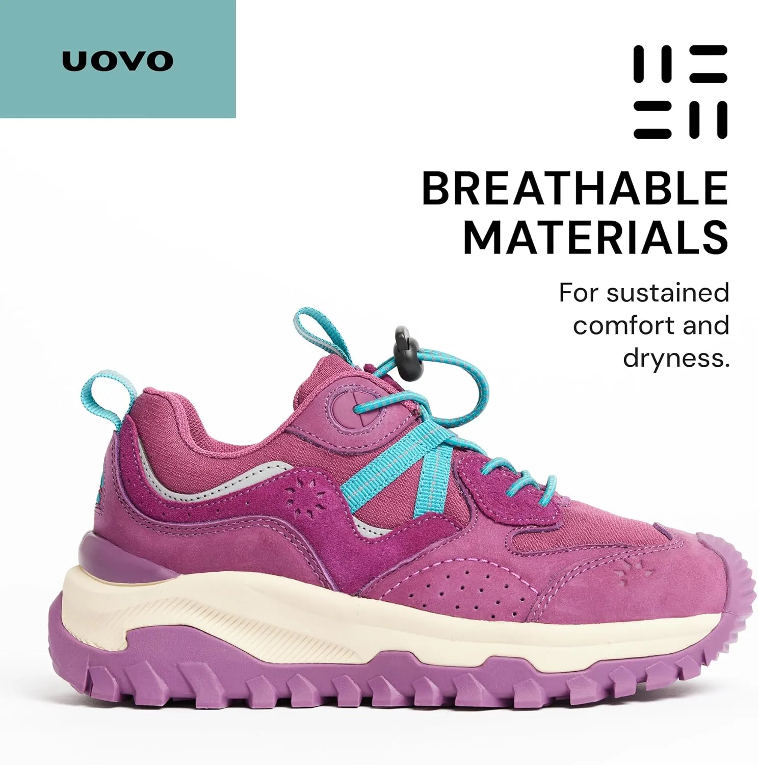 UOVO Kids Waterproof Hiking Shoes – Non-Slip Outdoor Trail Sneakers for Boys & Girls, Lightweight Breathable Trekking Boots