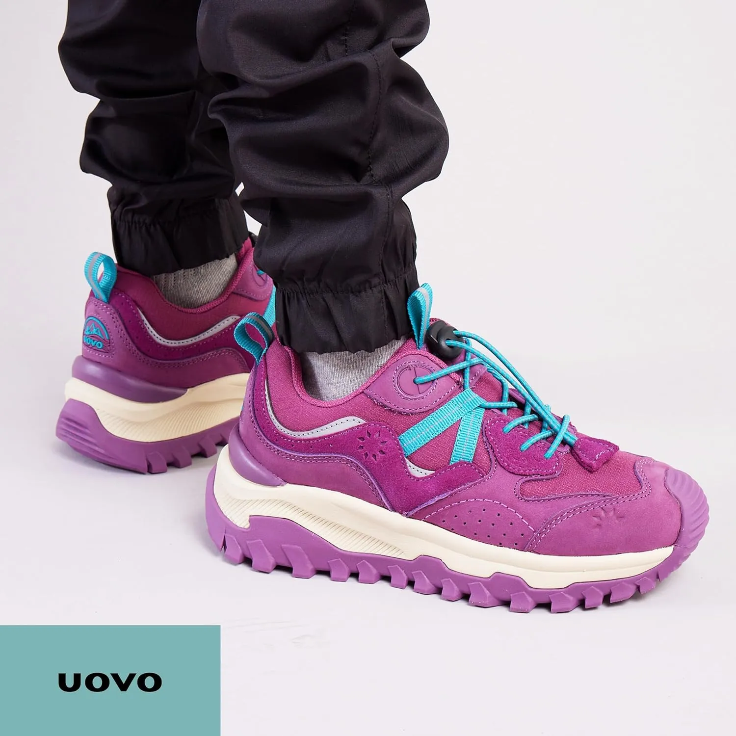 UOVO Kids Waterproof Hiking Shoes – Non-Slip Outdoor Trail Sneakers for Boys & Girls, Lightweight Breathable Trekking Boots