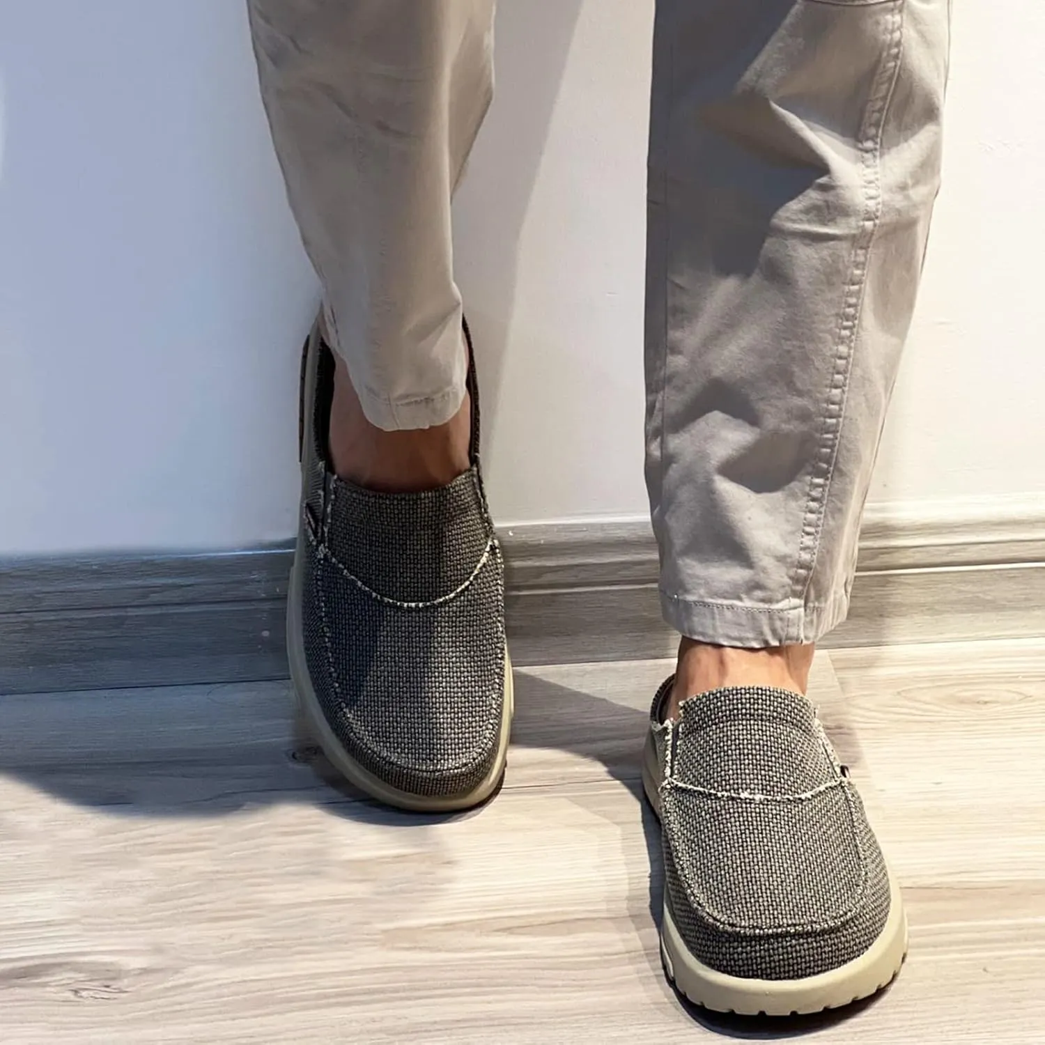 UPIShi Men's Arch Support Orthopedic Plantar Fasciitis Relief Slippers Canvas House Indoor Outdoor Slip On Loafers Non-Slip Casual Shoes