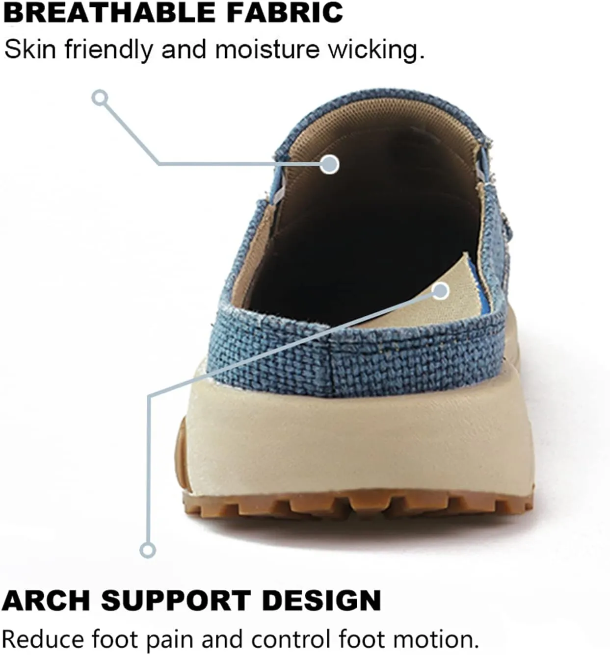 UPIShi Men's Arch Support Orthopedic Plantar Fasciitis Relief Slippers Canvas House Indoor Outdoor Slip On Loafers Non-Slip Casual Shoes