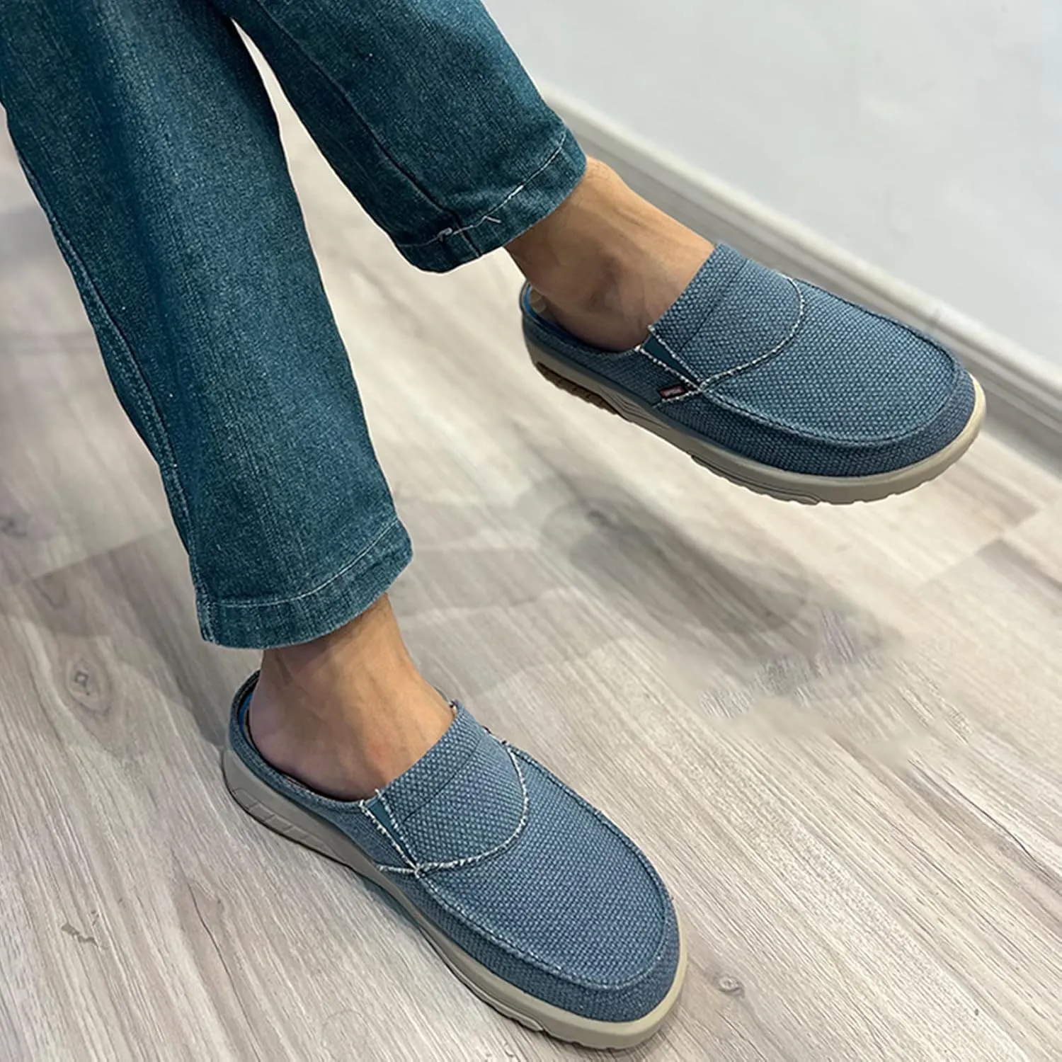 UPIShi Men's Arch Support Orthopedic Plantar Fasciitis Relief Slippers Canvas House Indoor Outdoor Slip On Loafers Non-Slip Casual Shoes