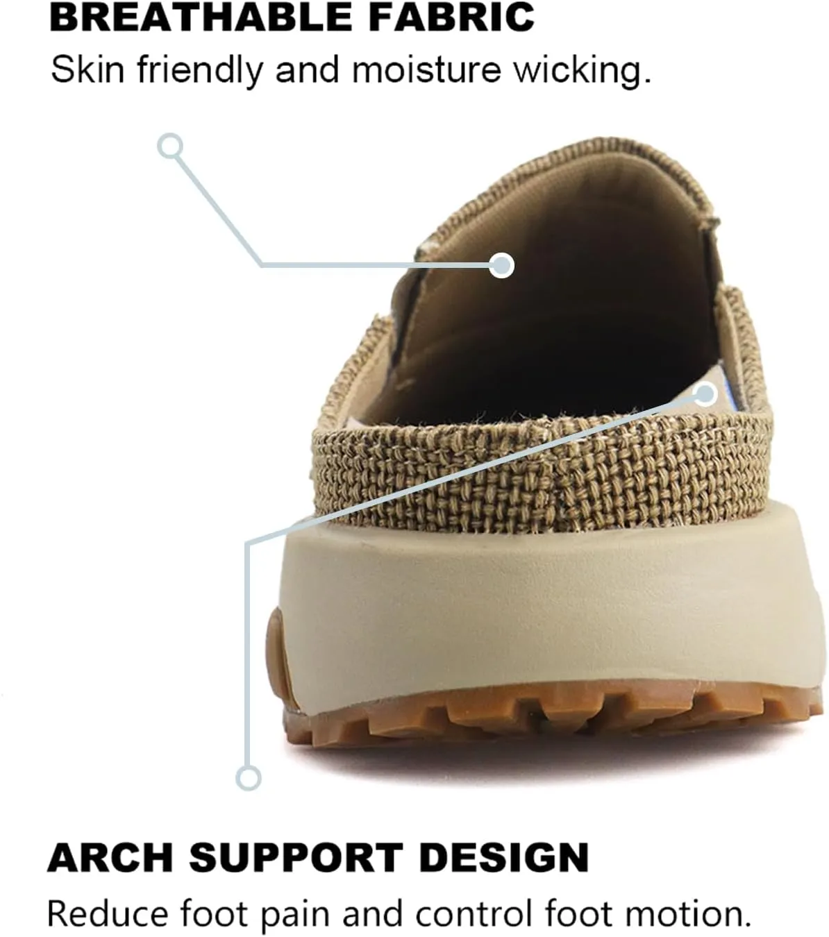 UPIShi Men's Arch Support Orthopedic Plantar Fasciitis Relief Slippers Canvas House Indoor Outdoor Slip On Loafers Non-Slip Casual Shoes