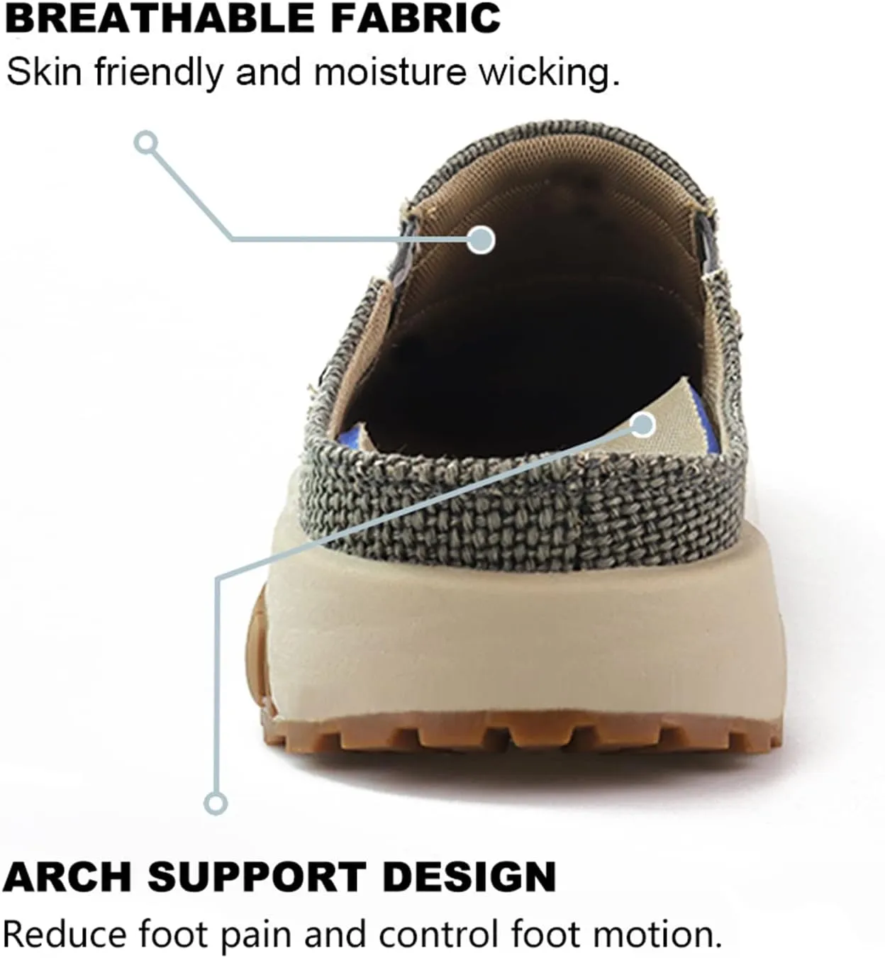 UPIShi Men's Arch Support Orthopedic Plantar Fasciitis Relief Slippers Canvas House Indoor Outdoor Slip On Loafers Non-Slip Casual Shoes