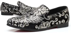 Venshine Mens Dress Loafers Slip On Shoes Glitter Wedding Party Prom Shoes