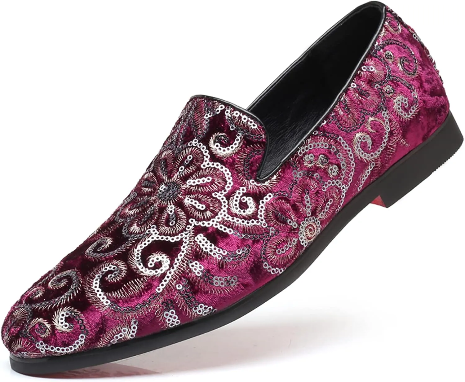 Venshine Mens Dress Loafers Slip On Shoes Glitter Wedding Party Prom Shoes