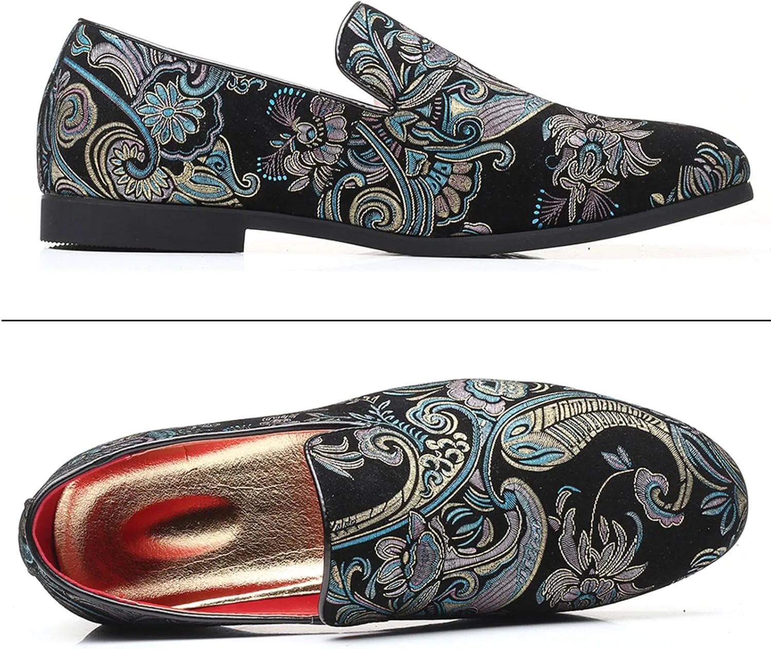 Venshine Mens Dress Loafers Slip On Shoes Glitter Wedding Party Prom Shoes