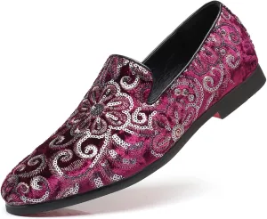 Venshine Mens Dress Loafers Slip On Shoes Glitter Wedding Party Prom Shoes