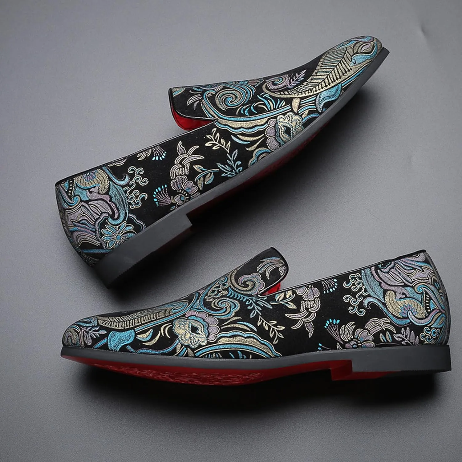 Venshine Mens Dress Loafers Slip On Shoes Glitter Wedding Party Prom Shoes