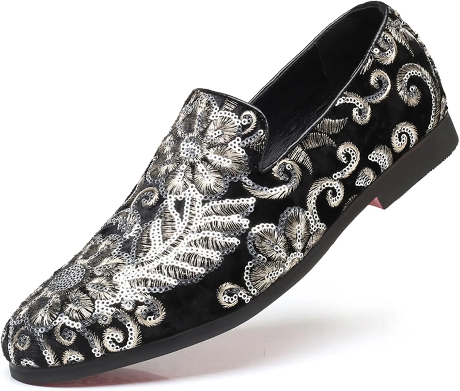 Venshine Mens Dress Loafers Slip On Shoes Glitter Wedding Party Prom Shoes