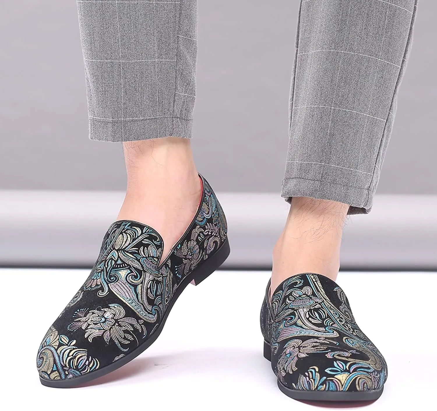 Venshine Mens Dress Loafers Slip On Shoes Glitter Wedding Party Prom Shoes