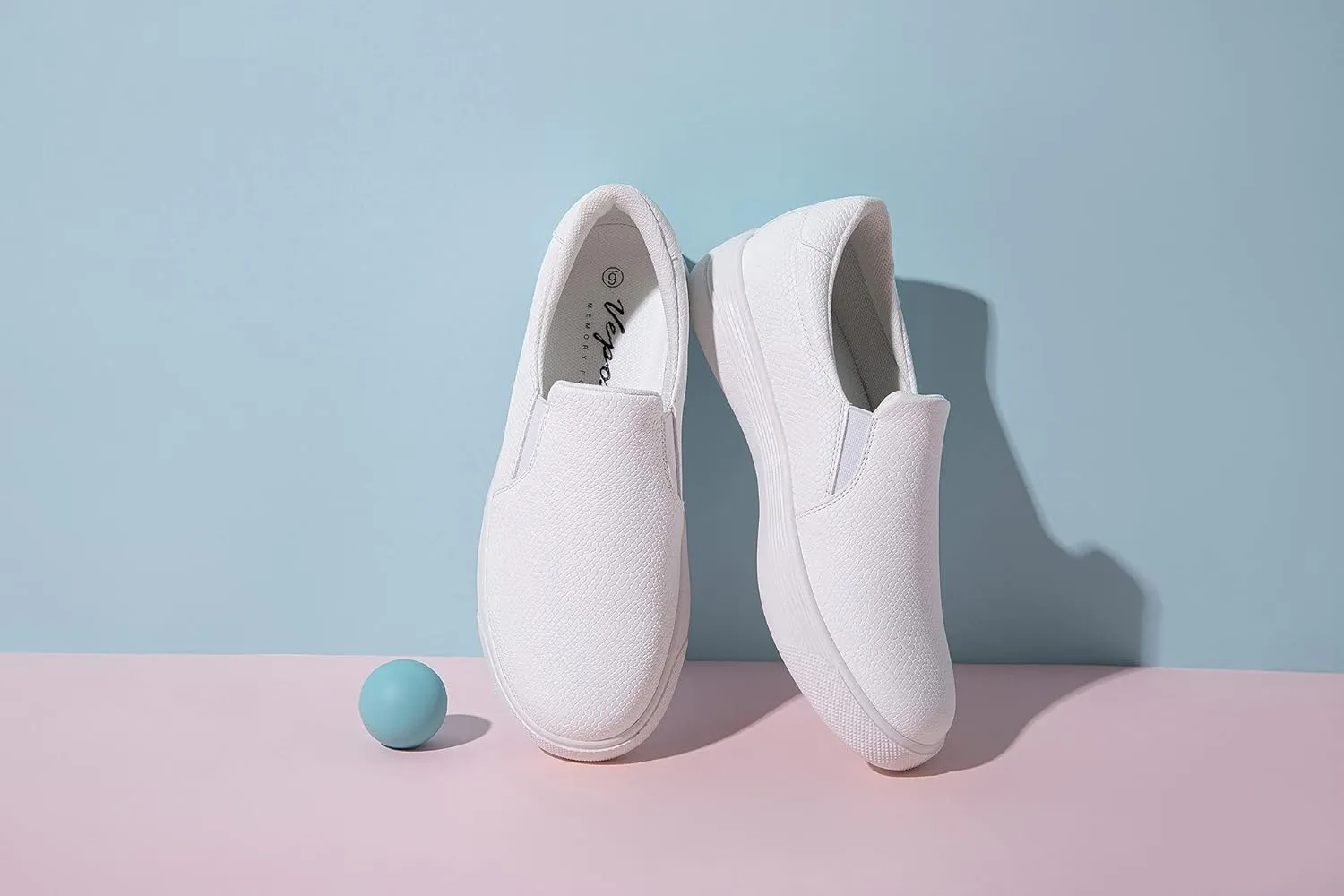 Vepose 8008 Slip on Sneakers Women Fashion Sneakers Comfortable Casual Loafers Shoes with Memory Foam