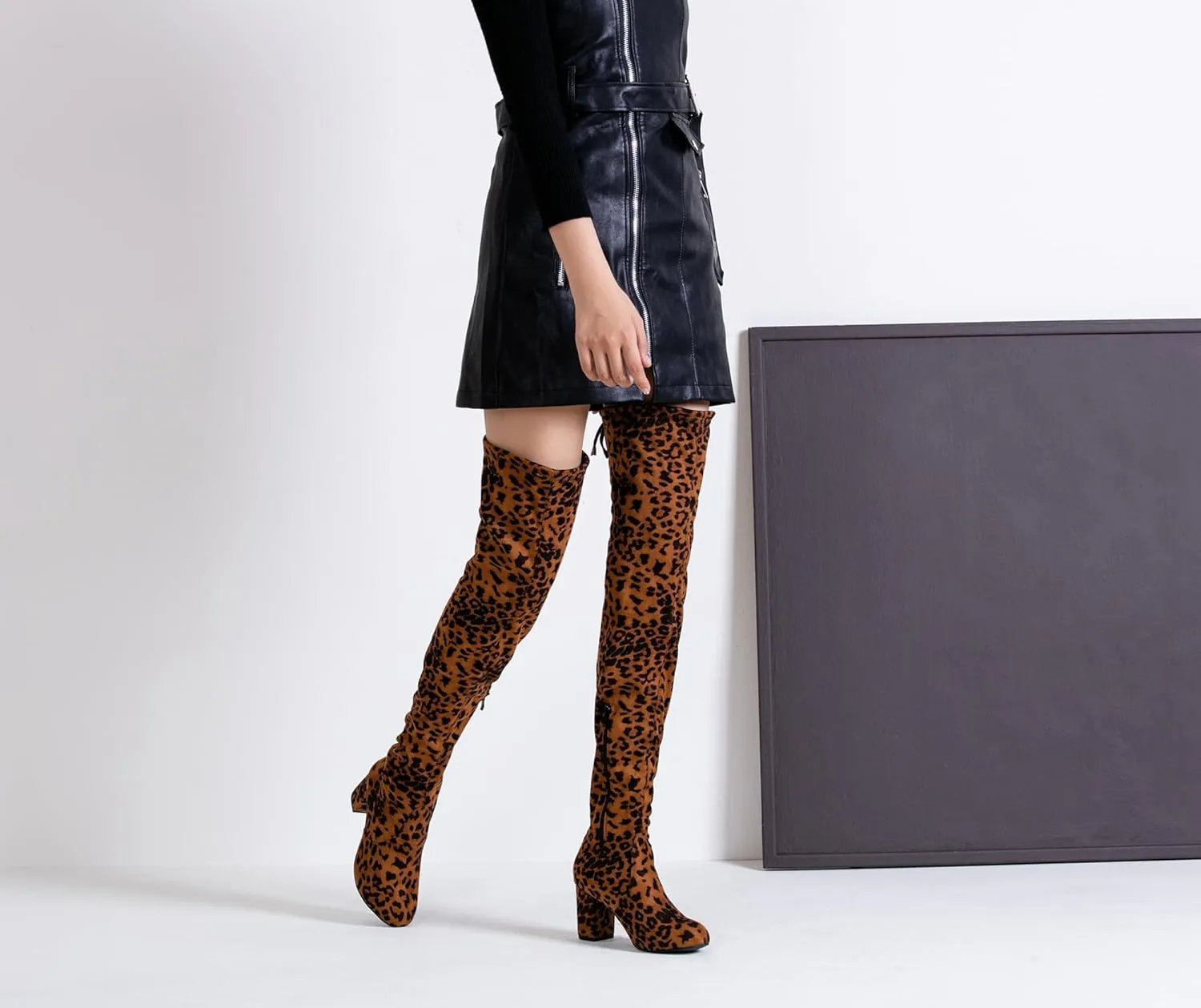 Vepose Women's 992 Thigh High Over The Knee Boots, Suede Long Boots with High Heel and Inner Zipper
