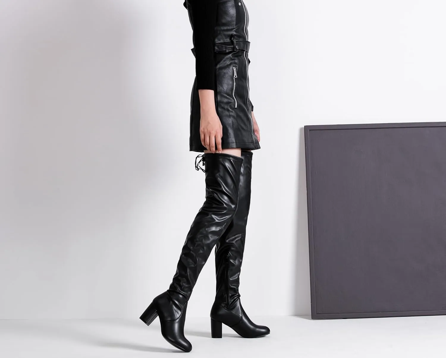 Vepose Women's 992 Thigh High Over The Knee Boots, Suede Long Boots with High Heel and Inner Zipper