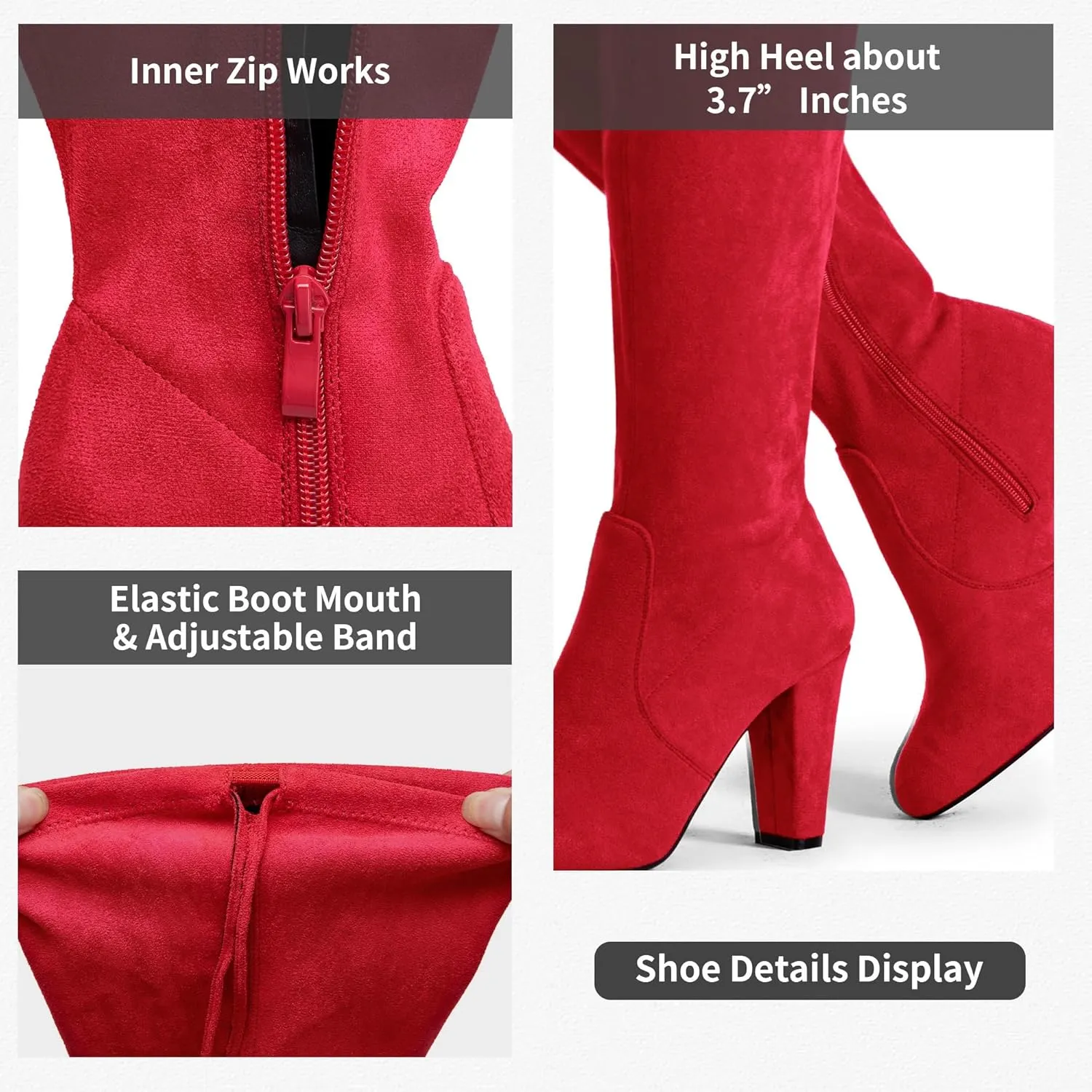 Vepose Women's 992 Thigh High Over The Knee Boots, Suede Long Boots with High Heel and Inner Zipper