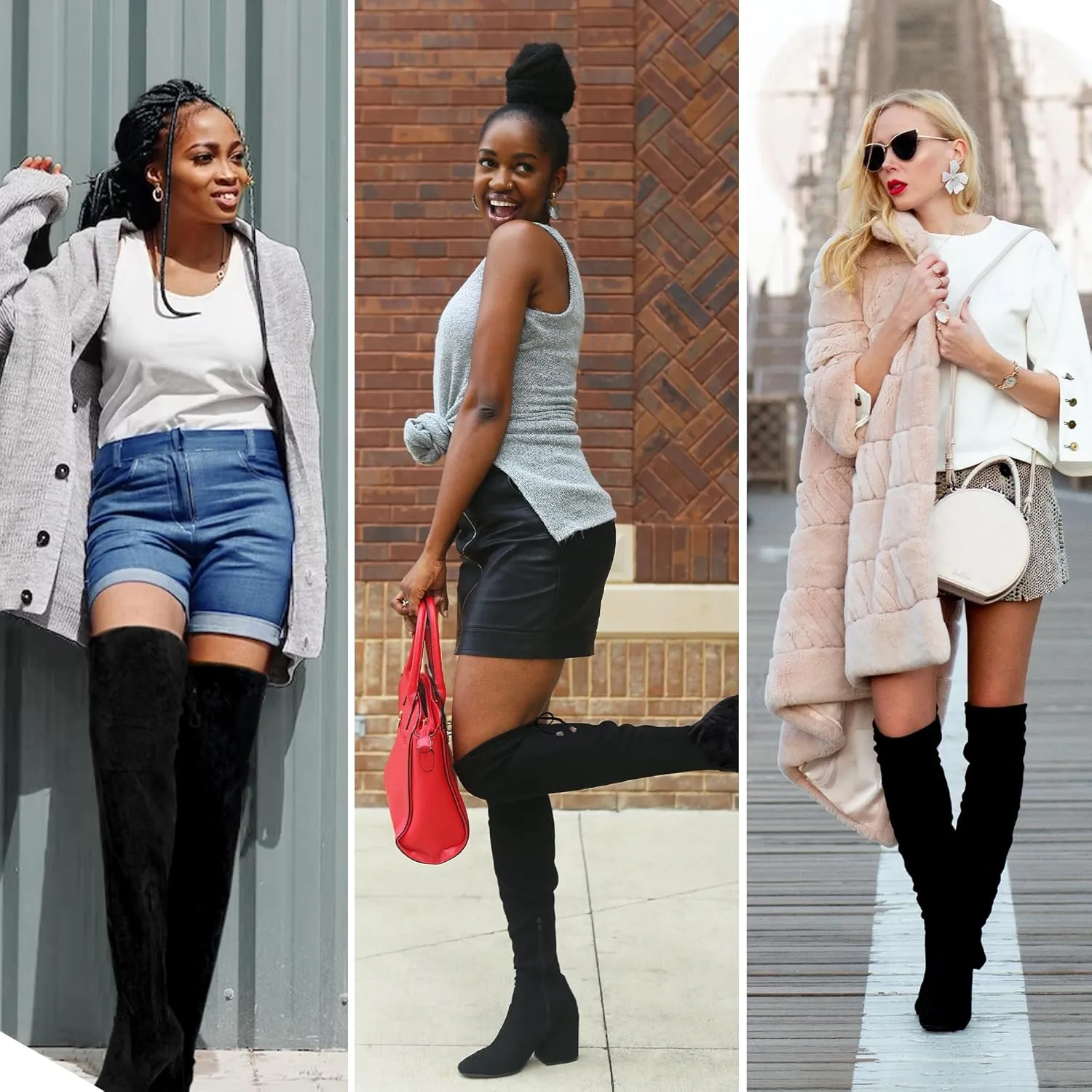 Vepose Women's 992 Thigh High Over The Knee Boots, Suede Long Boots with High Heel and Inner Zipper
