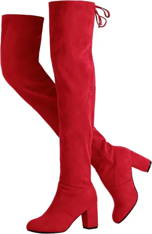 Vepose Women's 992 Thigh High Over The Knee Boots, Suede Long Boots with High Heel and Inner Zipper