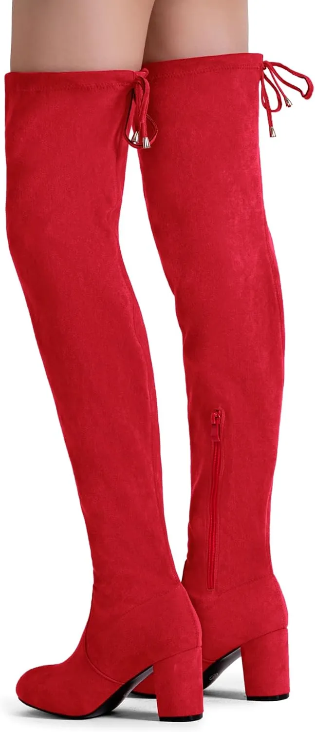 Vepose Women's 992 Thigh High Over The Knee Boots, Suede Long Boots with High Heel and Inner Zipper