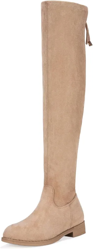Vepose Women's 998 Suede Over The Knee High Boots Low Flat Heel Thigh High Boots for Women