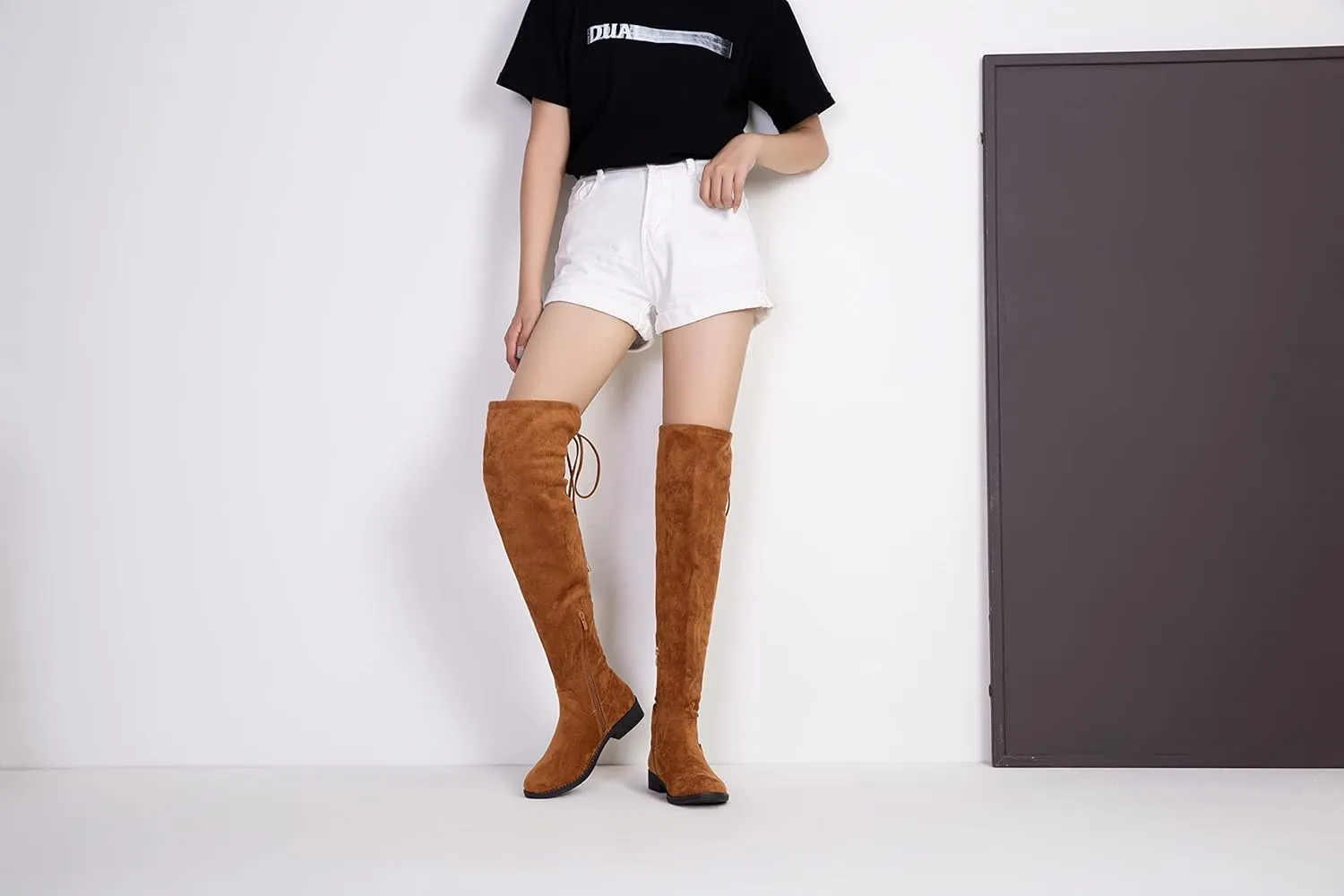 Vepose Women's 998 Suede Over The Knee High Boots Low Flat Heel Thigh High Boots for Women
