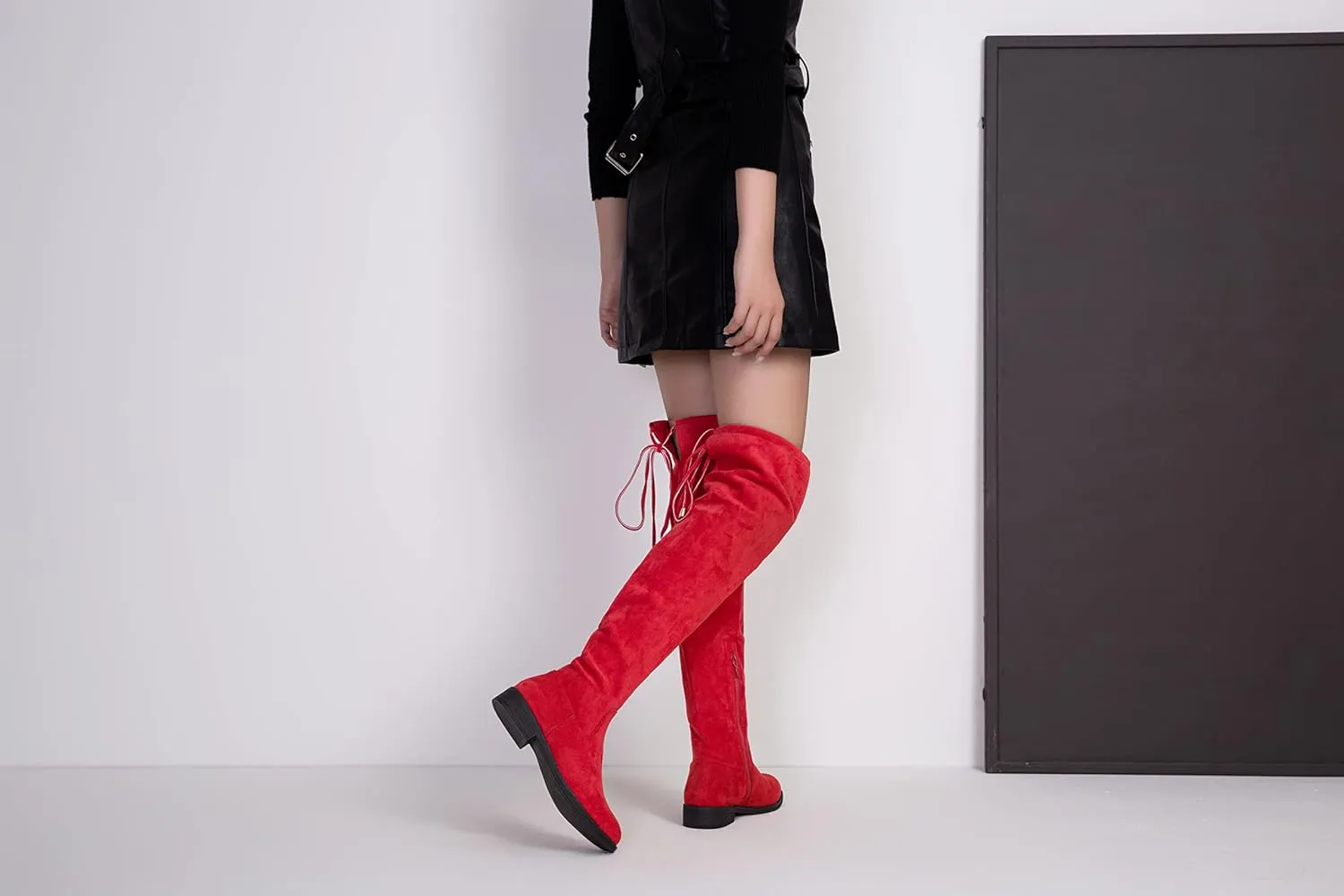 Vepose Women's 998 Suede Over The Knee High Boots Low Flat Heel Thigh High Boots for Women