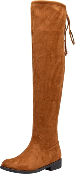 Vepose Women's 998 Suede Over The Knee High Boots Low Flat Heel Thigh High Boots for Women
