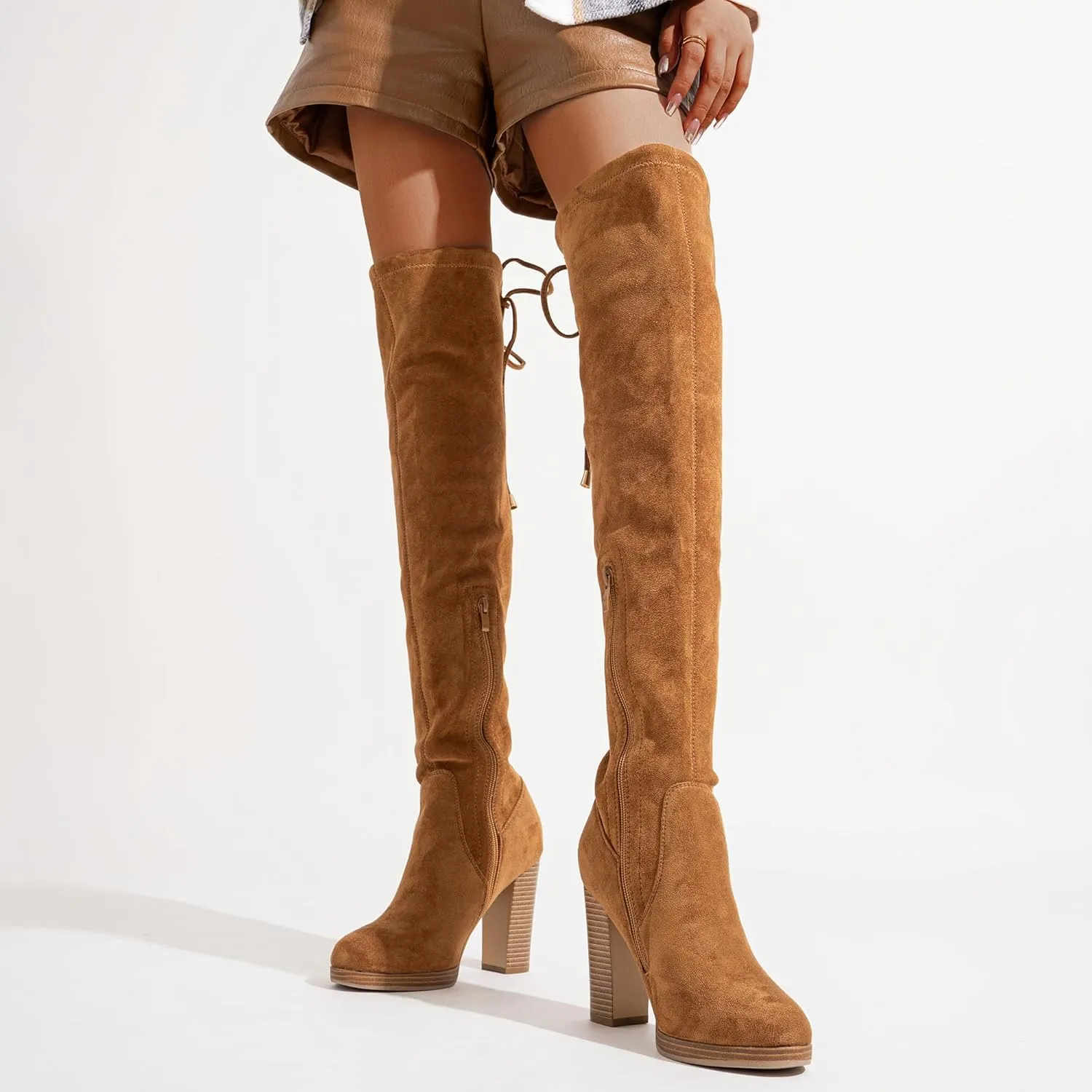 Vepose Women's Thigh High Black Over The Knee Boots, Tall Suede Knee High 996 Boot