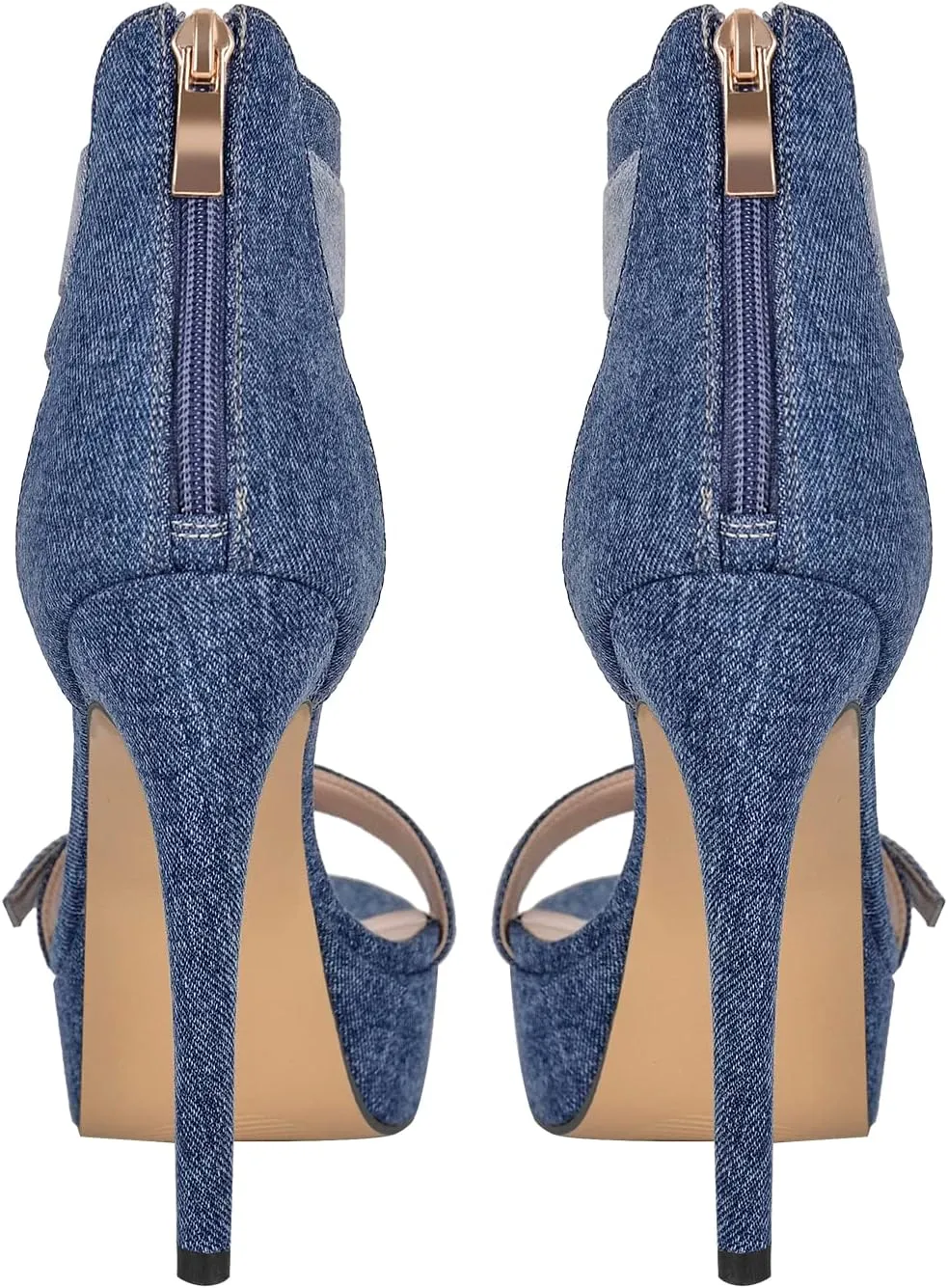 VERISSON High Heels Stiletto Platform Sandals for Women Zip up Open Toe Heels Dressy Pumps Sandals
