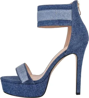 VERISSON High Heels Stiletto Platform Sandals for Women Zip up Open Toe Heels Dressy Pumps Sandals