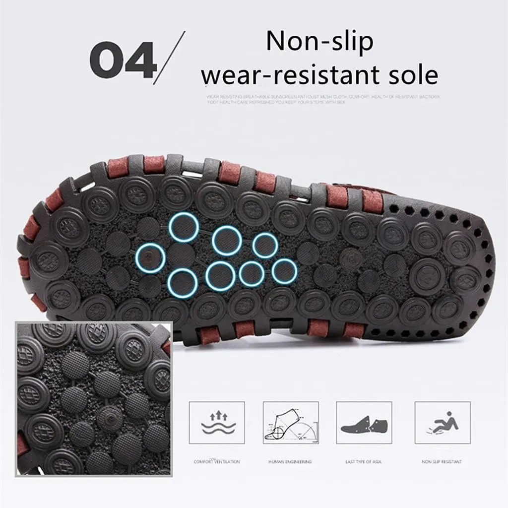 Veslexth Men's Cool Fisherman Sandals Summer Leather Outdoor Comfortable Slippers Casual Beach Swimming Shoes