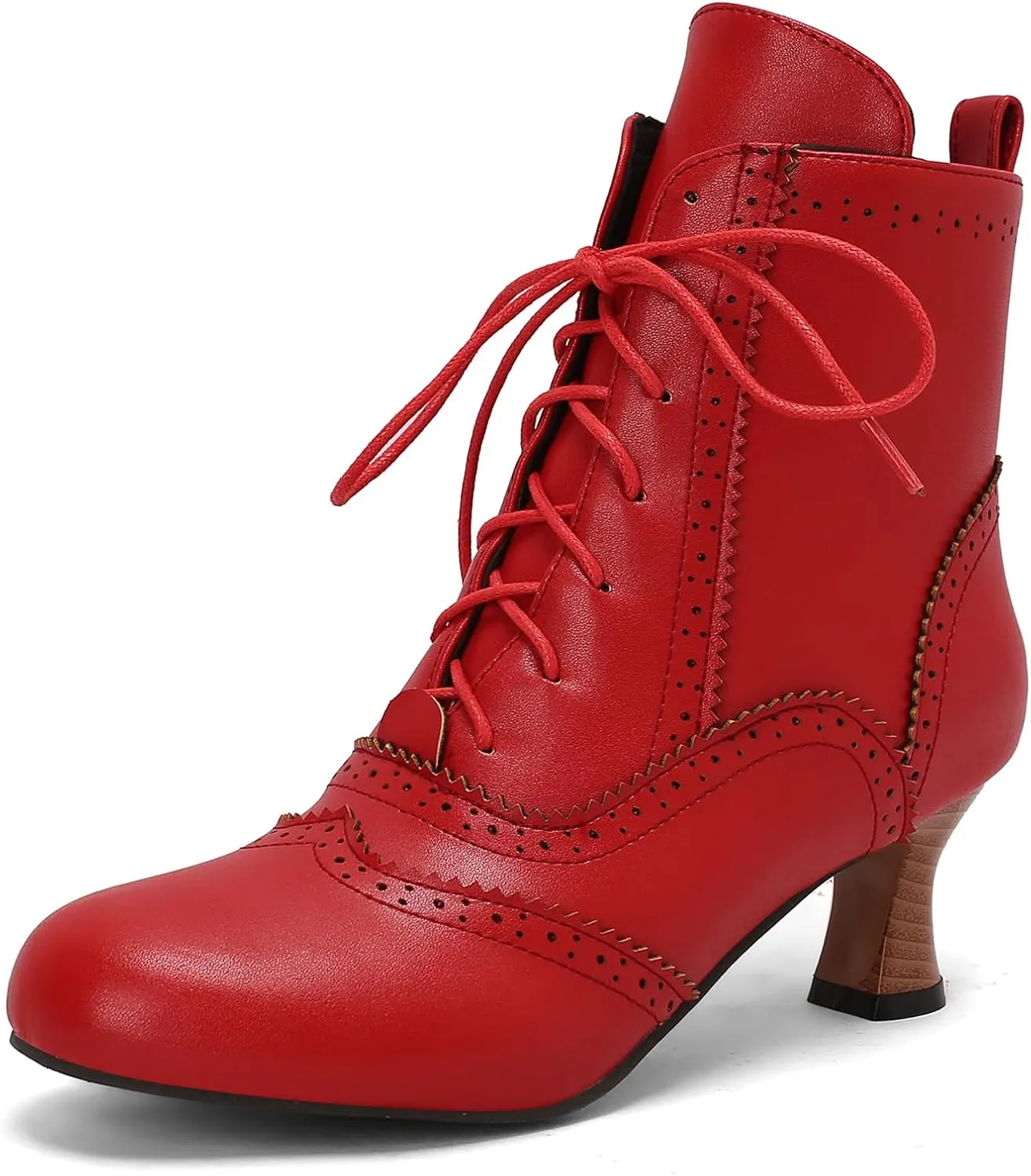 Victorian Boots for Women Vintage Lace Up Ankle-High Booties Costume Goth Booties Halloween Witch Stuff Cuban Heel Granny Boots