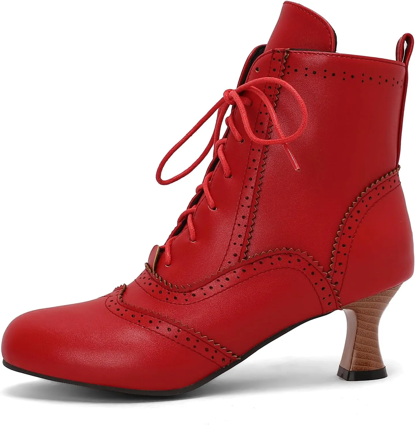 Victorian Boots for Women Vintage Lace Up Ankle-High Booties Costume Goth Booties Halloween Witch Stuff Cuban Heel Granny Boots
