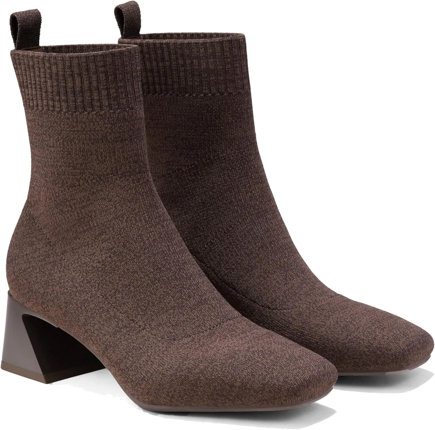 VIVAIA Regina Pro Women's High Heels Ankle Boots Slip on Square Toe Ankle Booties 2.2'' Mid-High Chunky Heel Booties Lady Dress Short Winter Fall Boots