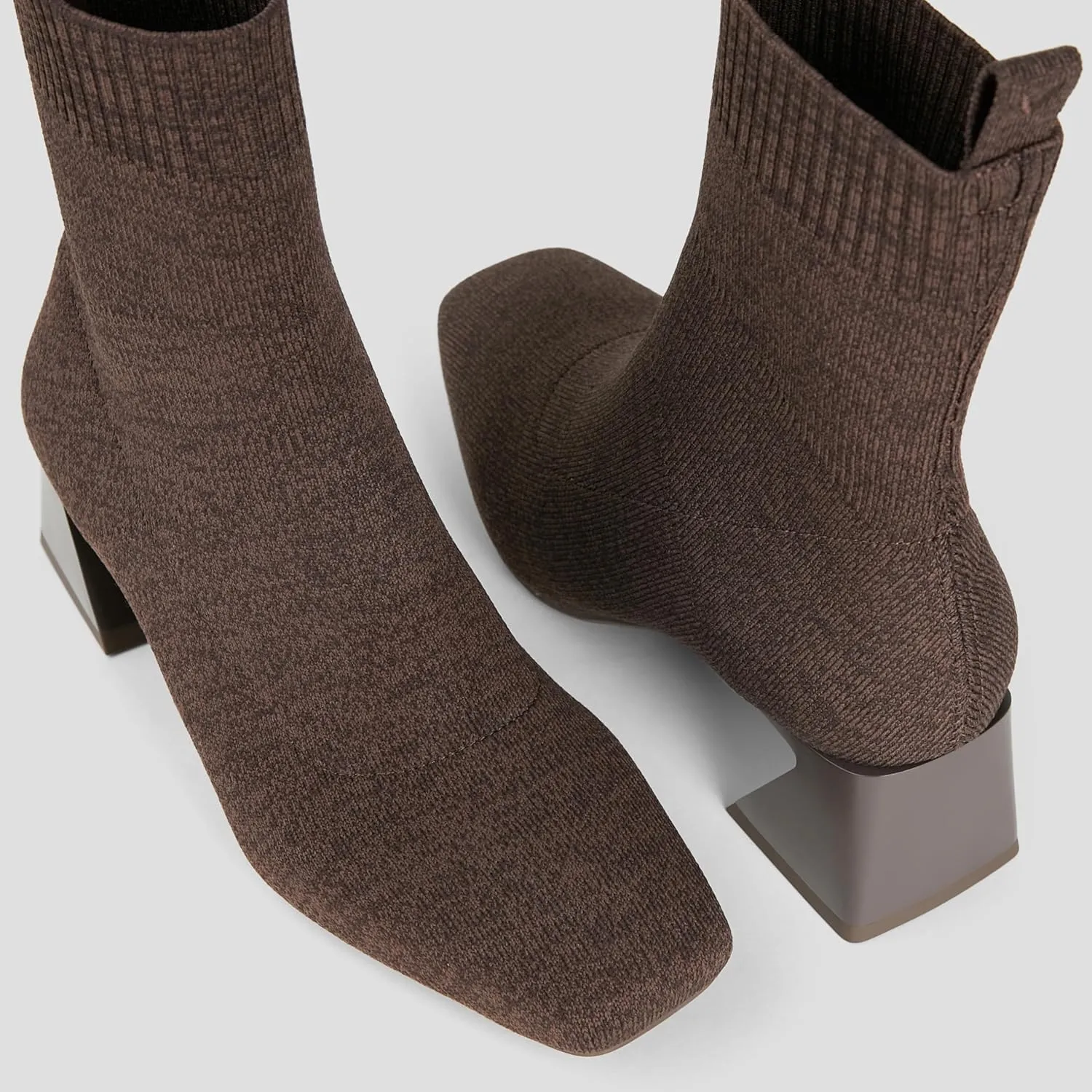 VIVAIA Regina Pro Women's High Heels Ankle Boots Slip on Square Toe Ankle Booties 2.2'' Mid-High Chunky Heel Booties Lady Dress Short Winter Fall Boots