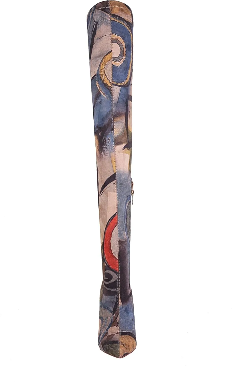 vivianly Women's Sexy Printed Stretchy Thigh High Boots Pointy Toe Stiletto Heel Booties Over The Knee High Heel Boot