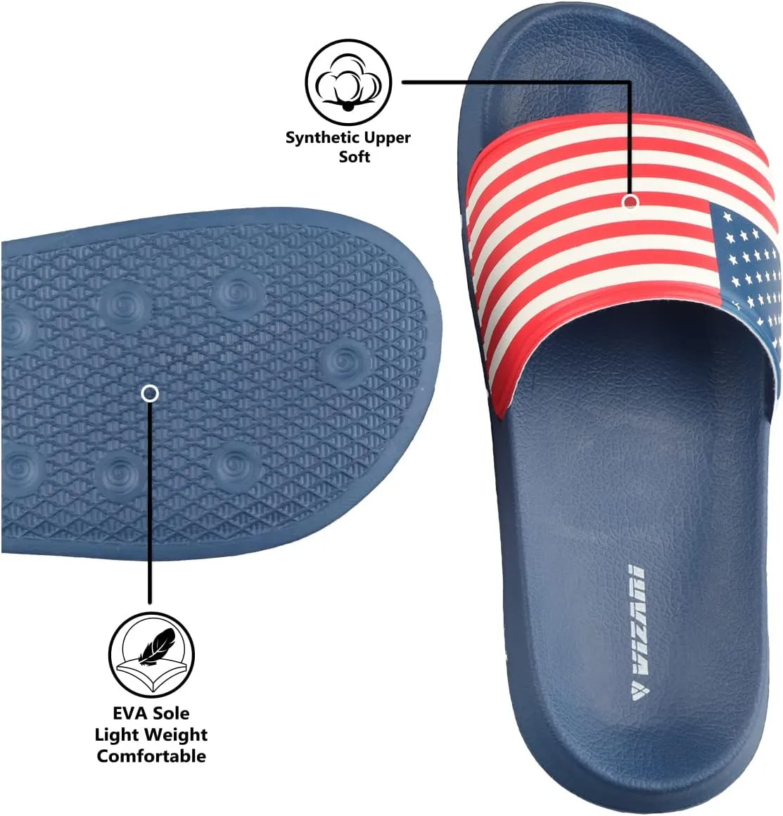 Vizari Men's 'USA SS' Soccer Slide Sandals For Adults and Teens