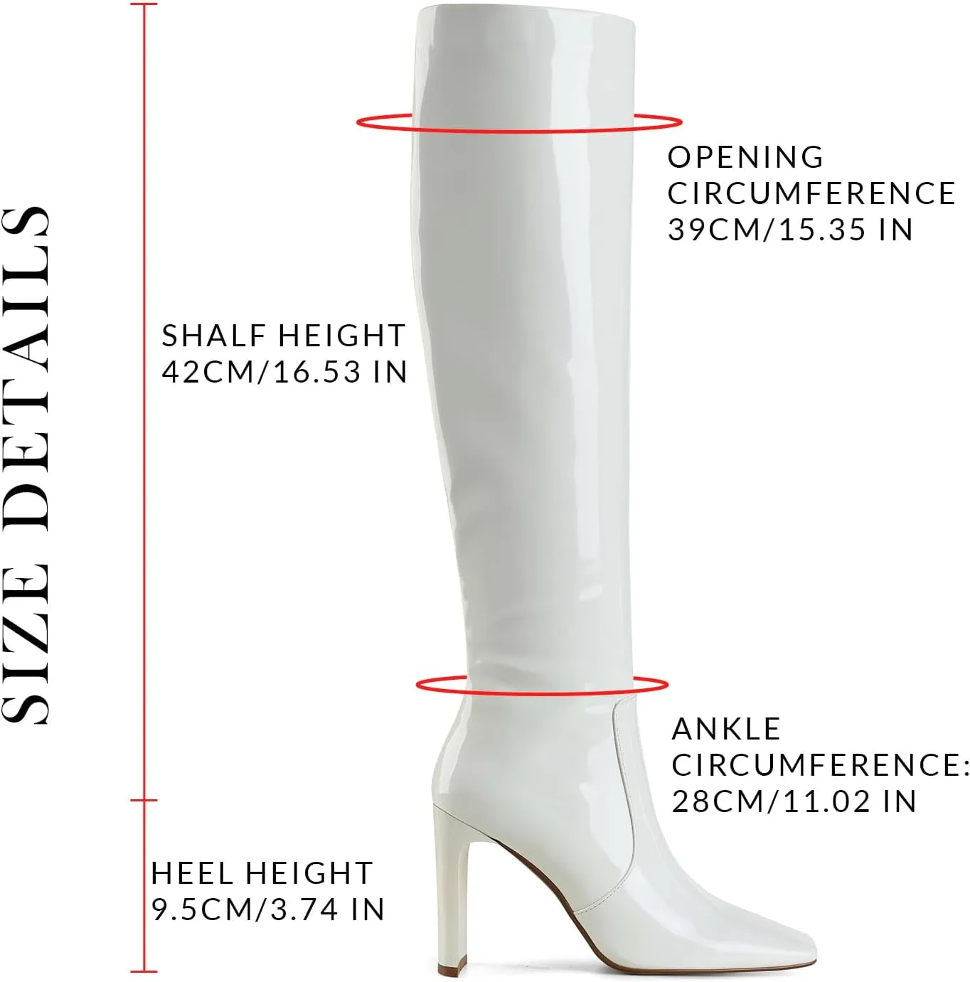 VOMIRA Knee High Boots Women Chunky Heel Square Toe Black Boots for Women High Heel Side Zipper Dress Long Boots Stretch Leather Tall Boots