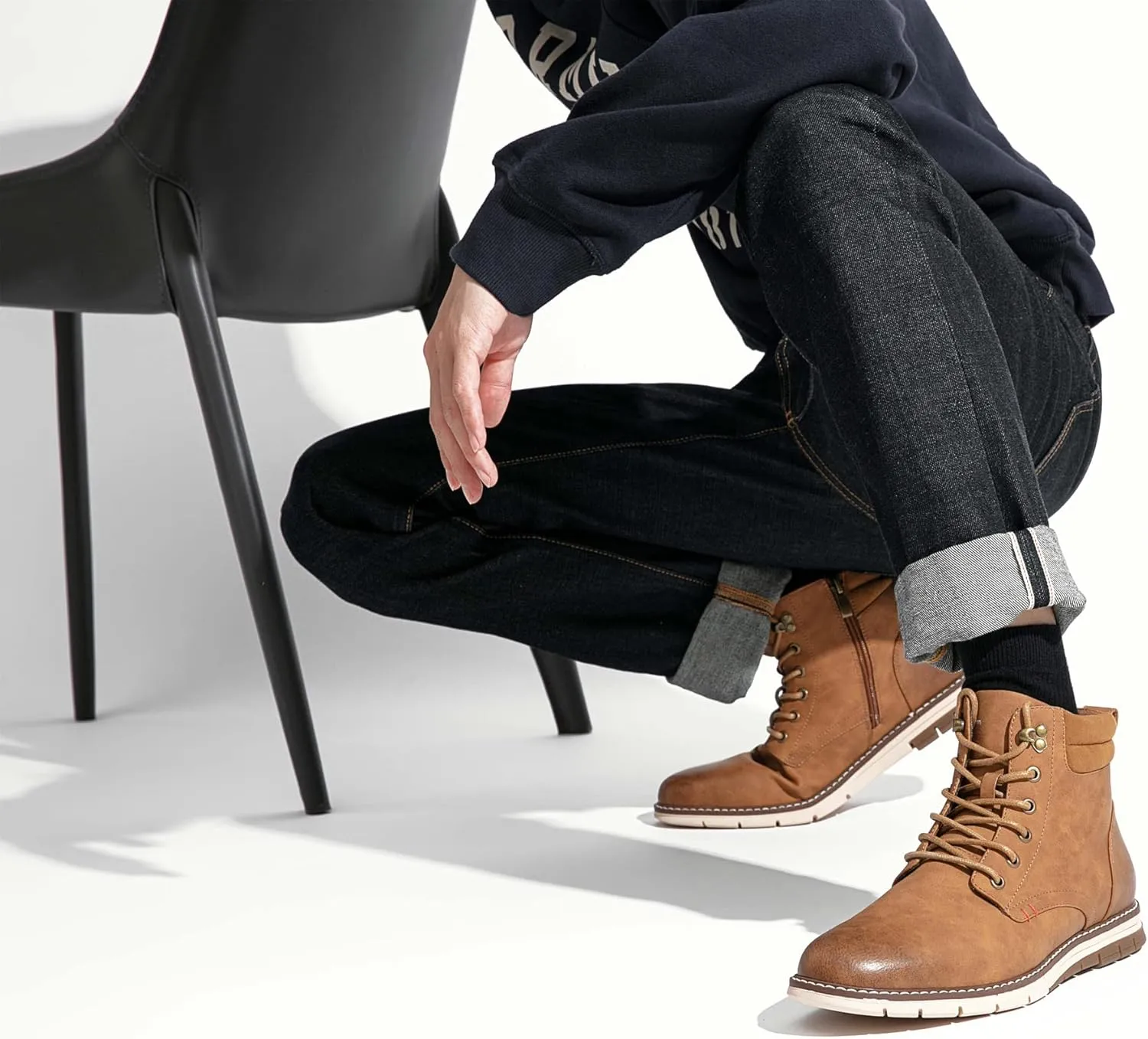 Vostey Boots for Men Casual Boots Fashion Waterproof Men's Motorcycle Shoes