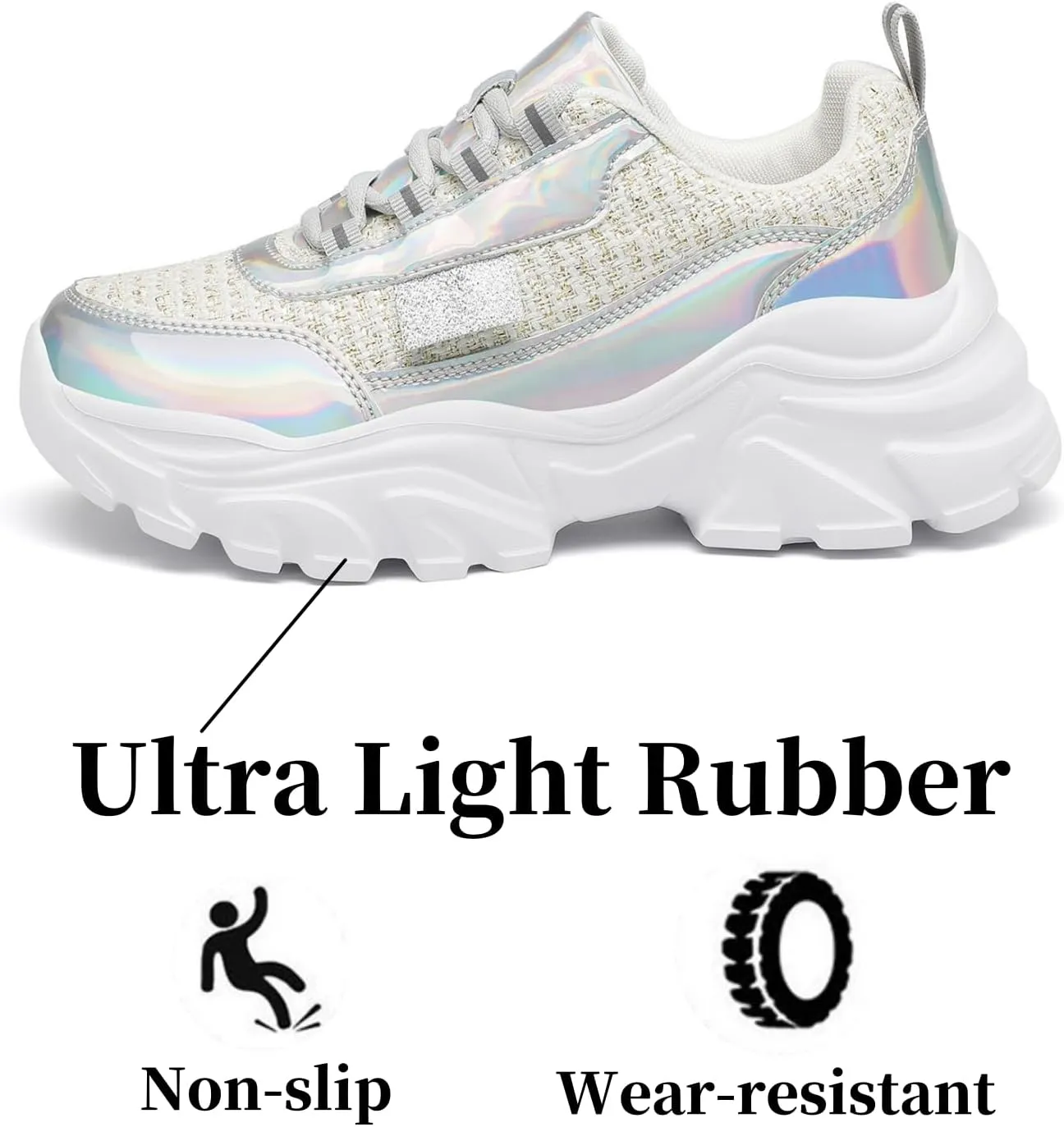 VZQ Chunky Sneakers for Women Fashion Platform Leather Walking Shoes Lightweight Comfortable Wedge Sports Sneakers