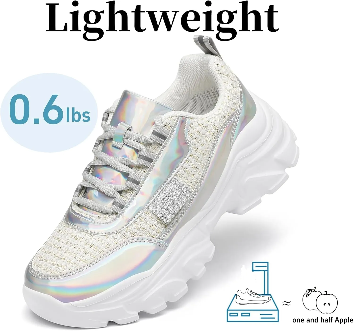 VZQ Chunky Sneakers for Women Fashion Platform Leather Walking Shoes Lightweight Comfortable Wedge Sports Sneakers