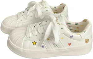 Walking Cute Sneakers for Women Shell Toe Lace Up Regular & Upgraded Versions Rubber Thick Sole Height Increase Walking Shoes