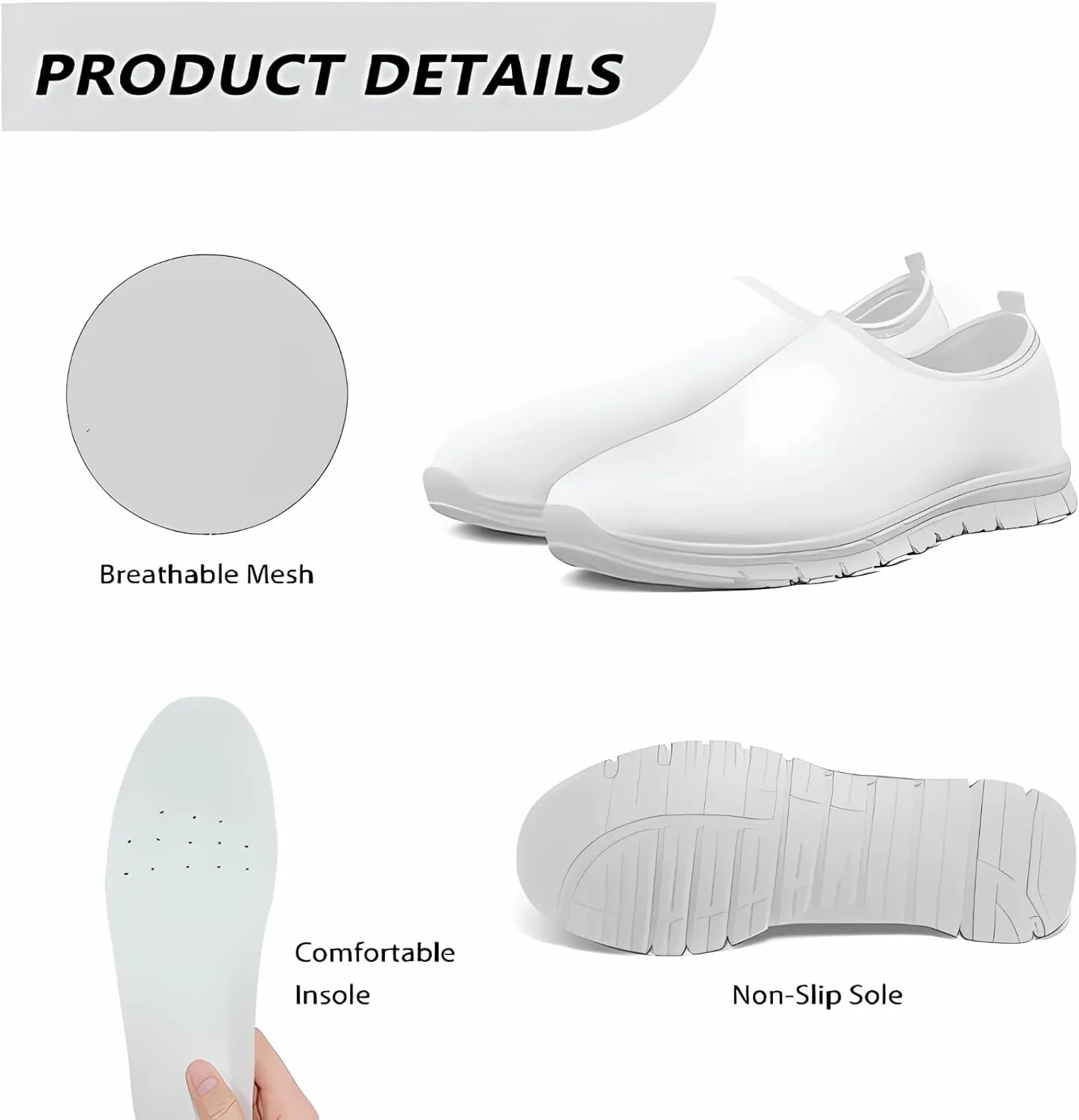 Walking Sneakers for Women Casual Slip On Shoes Black
