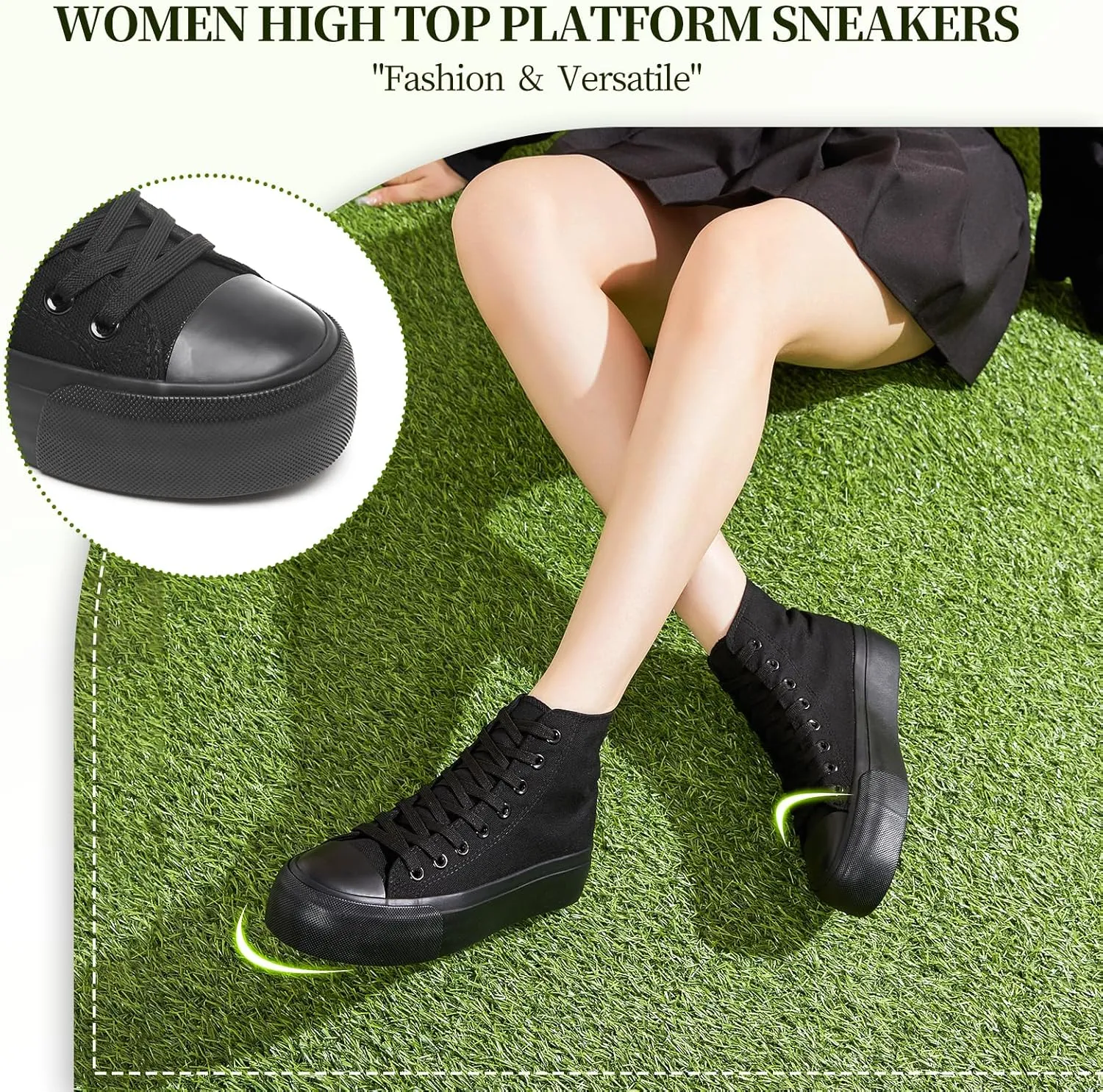 Waluzs Platform Sneakers for Women Womens Fashion High Top Sneakers Women's Canvas Platform Shoes Casual Lace Up Tennis Shoes