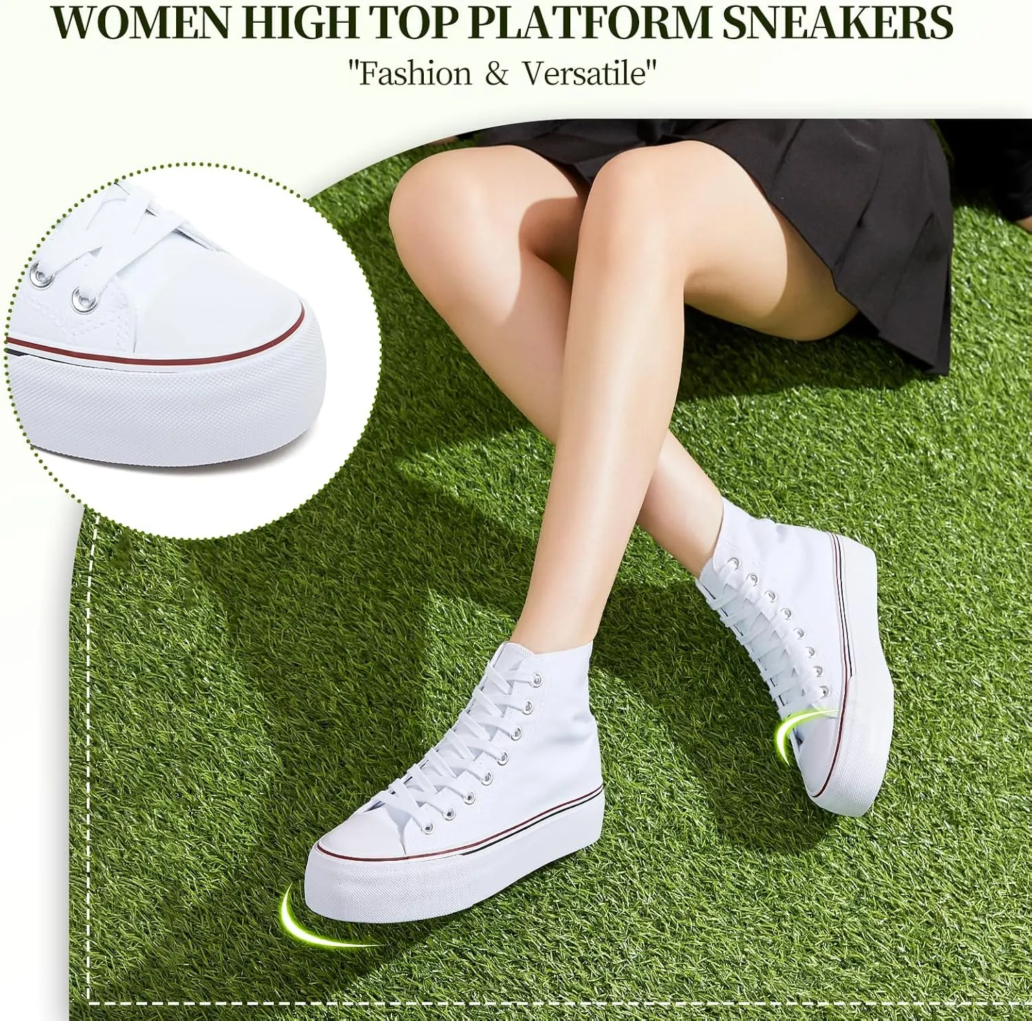 Waluzs Platform Sneakers for Women Womens Fashion High Top Sneakers Women's Canvas Platform Shoes Casual Lace Up Tennis Shoes