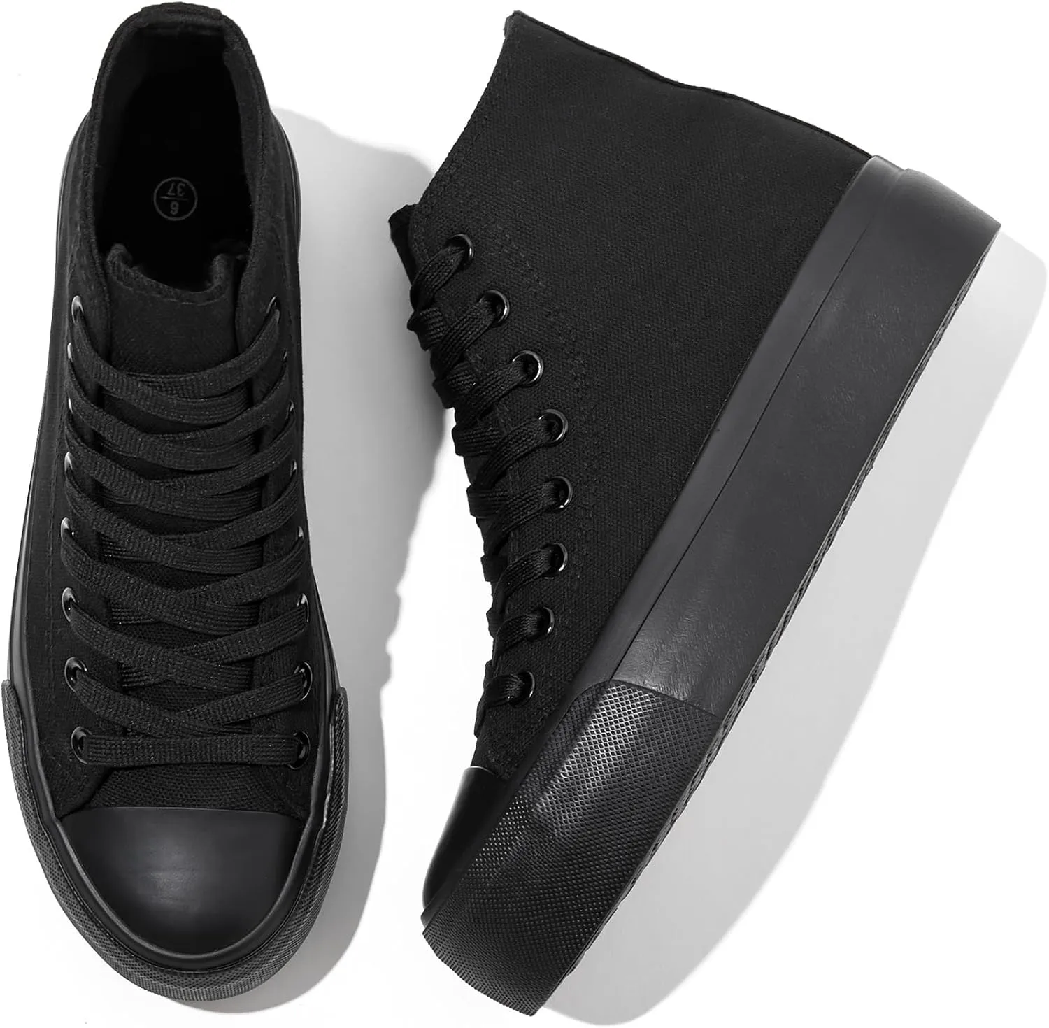 Waluzs Platform Sneakers for Women Womens Fashion High Top Sneakers Women's Canvas Platform Shoes Casual Lace Up Tennis Shoes