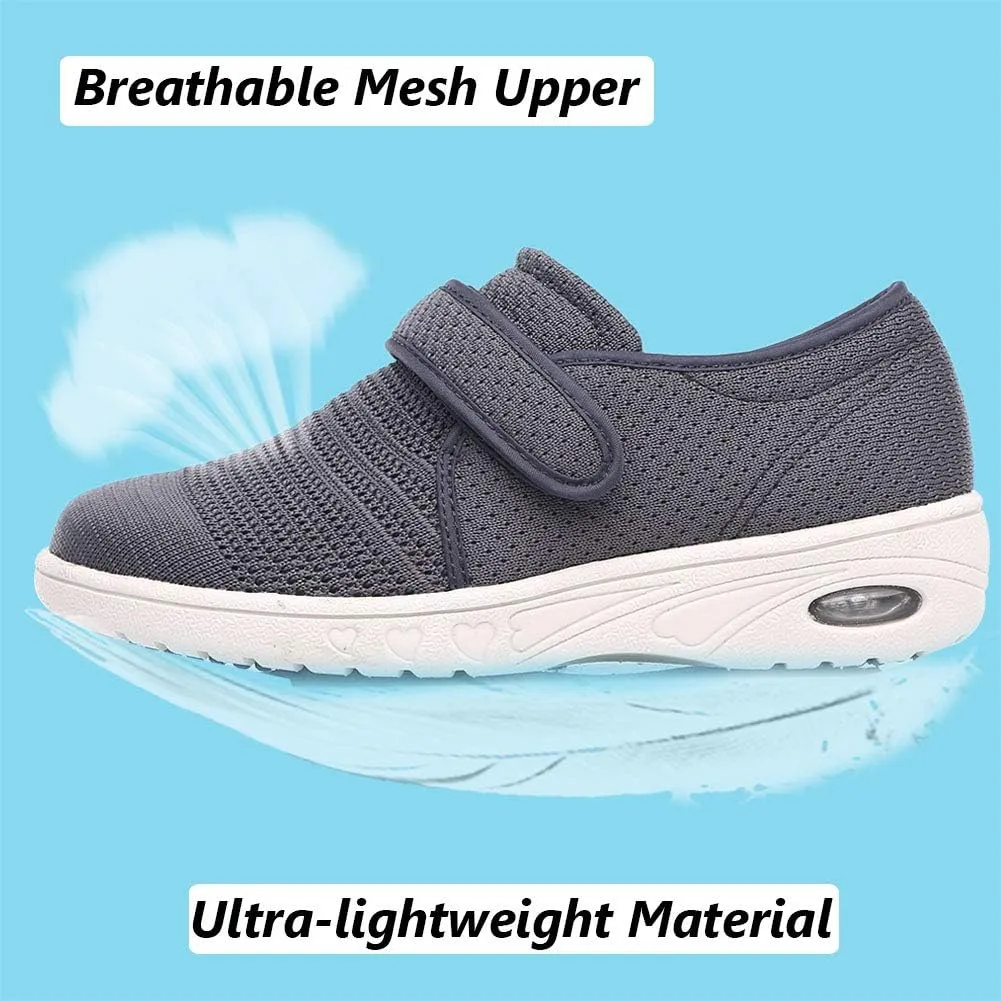 W&LESVAGO Breathable Lightweight Adjustable Diabetic Shoes Wide Width Air Cushion Walking Sneakers for Women Swollen Feet