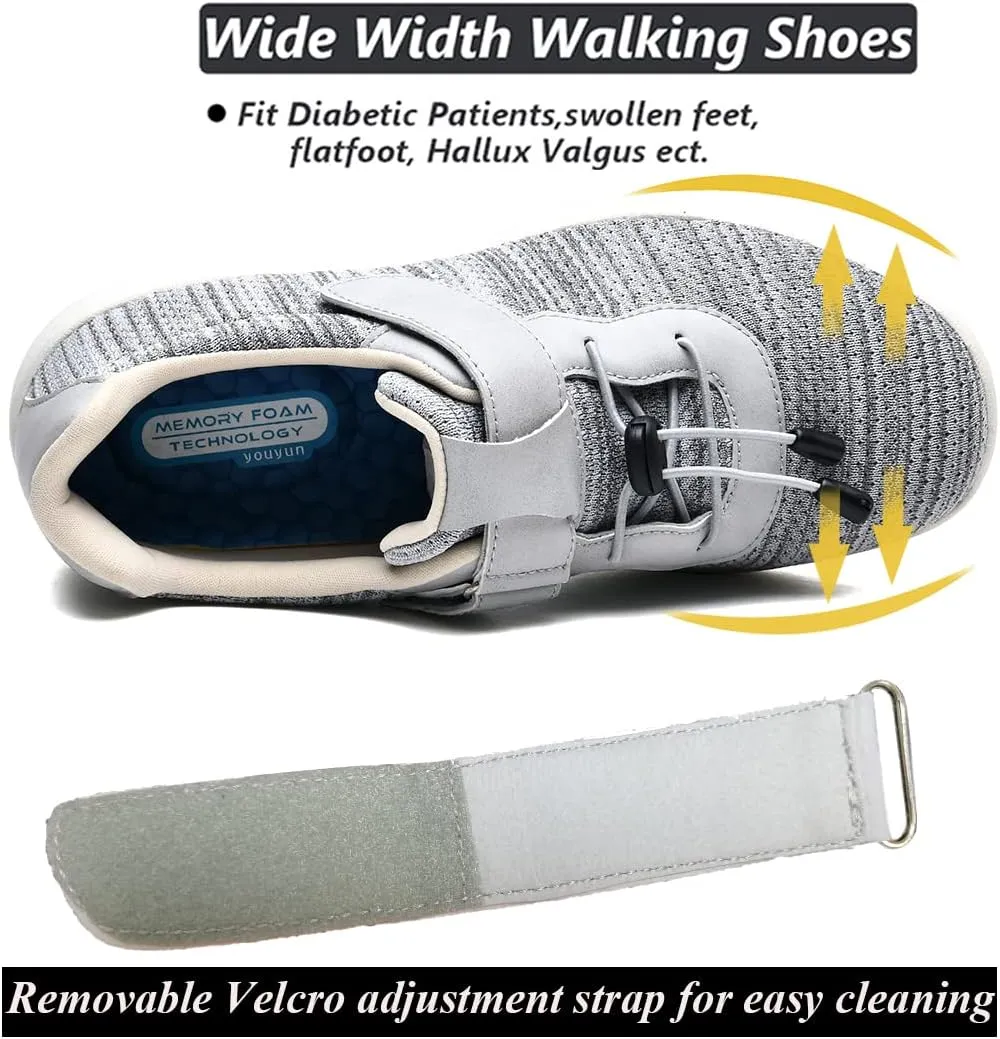 W&LESVAGO Diabetic Shoes for Women Wide Width Walking Shoes, Lightweight Non-Slip Sneakers Shoes for Swollen Feet