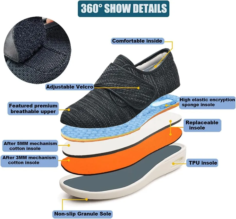 W&LESVAGO Women's Wide Width Diabetic Shoes, Breathable Lightweight Walking Sneakers for Edema Arthritis Swollen Feet